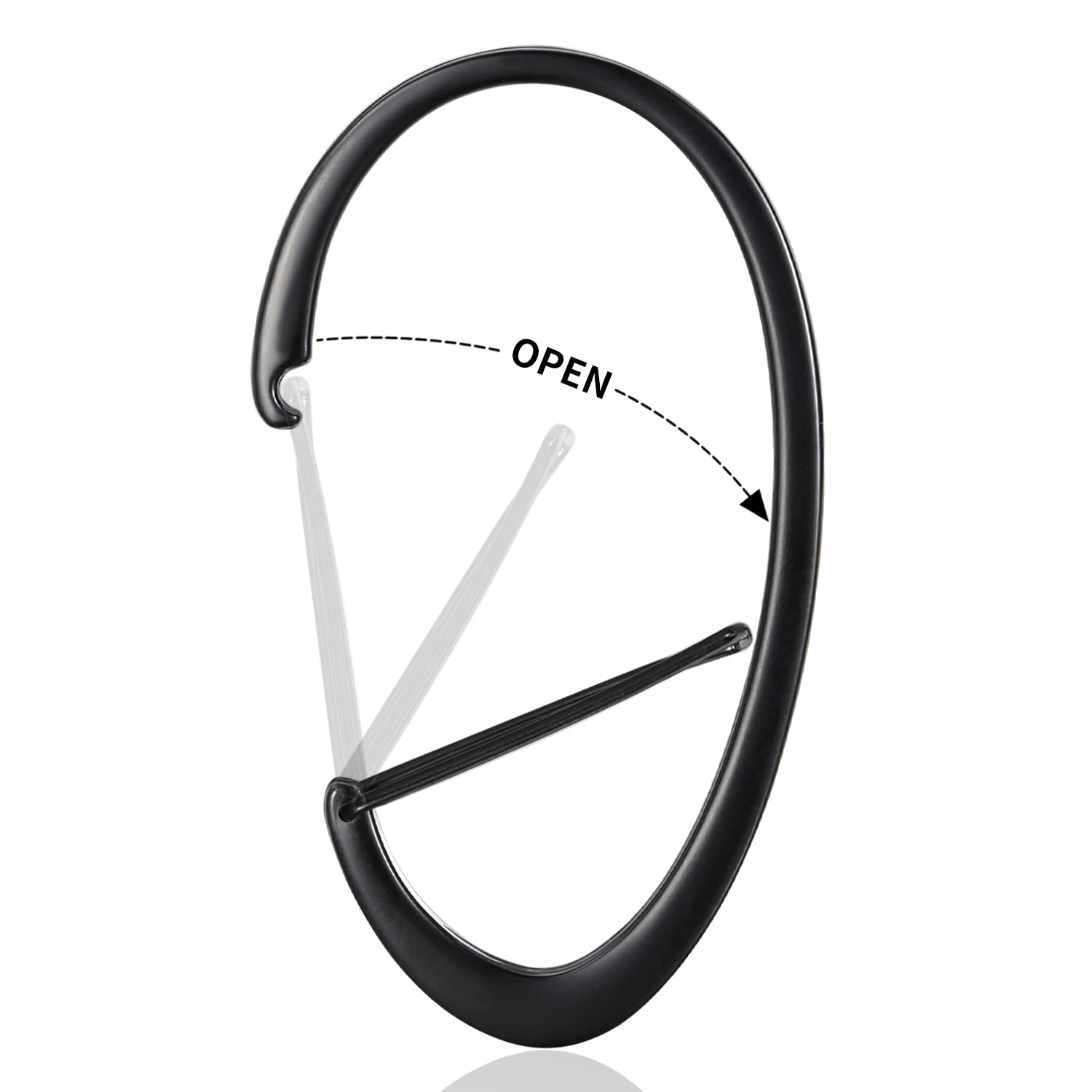 Rustproof Black Shower Curtain Rings - 12 Pack D-Shaped Hooks for Bathroom Decor, Heavy Duty Shower Rod Hangers - Perfect for Bathroom, Spa, and Hotel Use