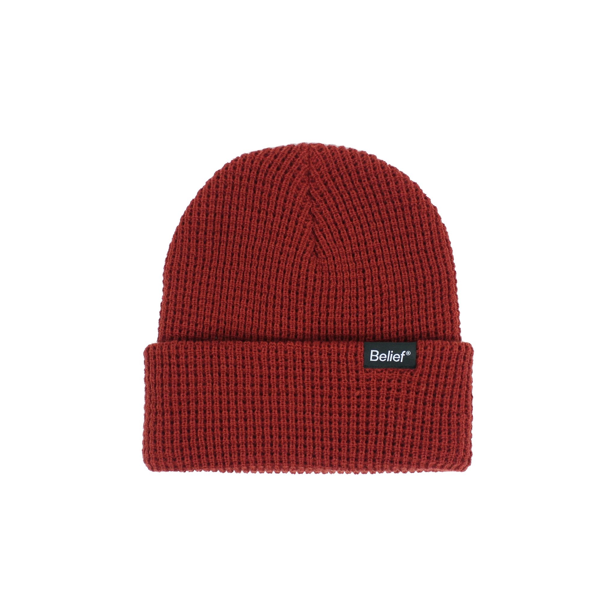 Belief NYC Waffle Beanie - Soft Rust Knit Winter Hat for Men & Women - Cozy Cold Weather Accessory for Outdoor Activities & Urban Fashion