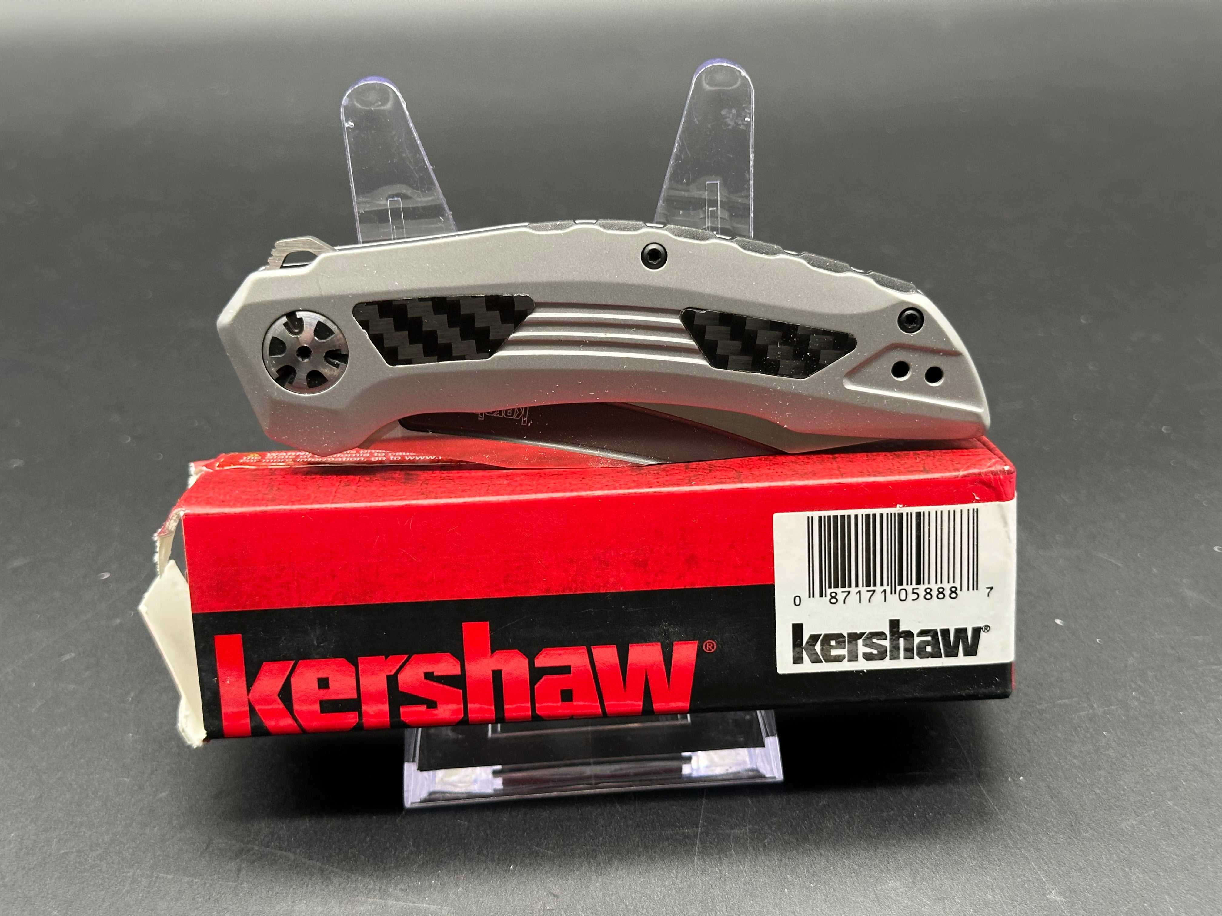 Kershaw Norad Frame Lock Flipper Knife - Stainless Steel with Carbon Fiber Handle, Plain D2 Blade - EDC, Outdoor, Camping & Survival Tool