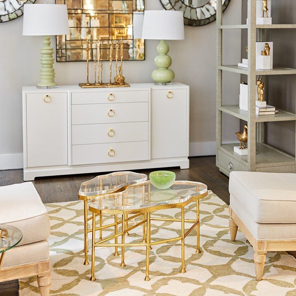 Elegant Gold Leaf Iron Coffee Table - Modern Luxury Living Room Furniture for Home Decor & Entertaining