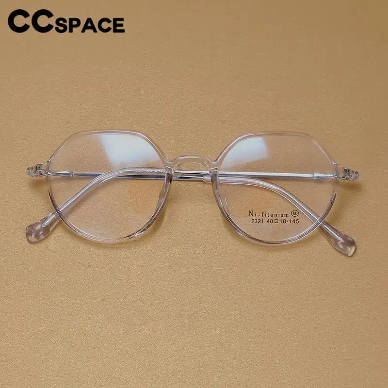 CCspace Unisex Full Rim Round TR90 Titanium Eyeglasses Frame 57100 - Lightweight & Durable for Work, Reading & Everyday Wear