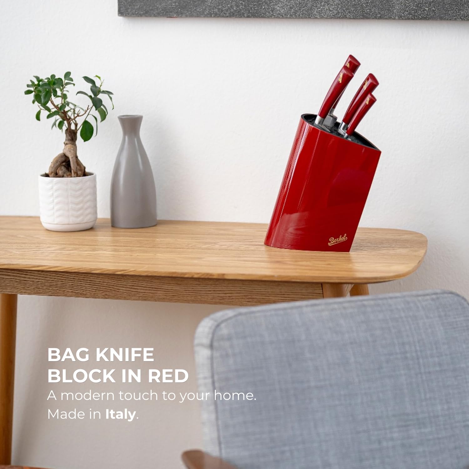 Berkel (Coltelli Made in Maniago) - Linea BAG CEPPO VUOTO Ceppo BAG VUOTO with Red Coating - Packaged in Elegant Gift Box | Premium Italian Kitchen Knives for Professional Chefs & Home Cooking
