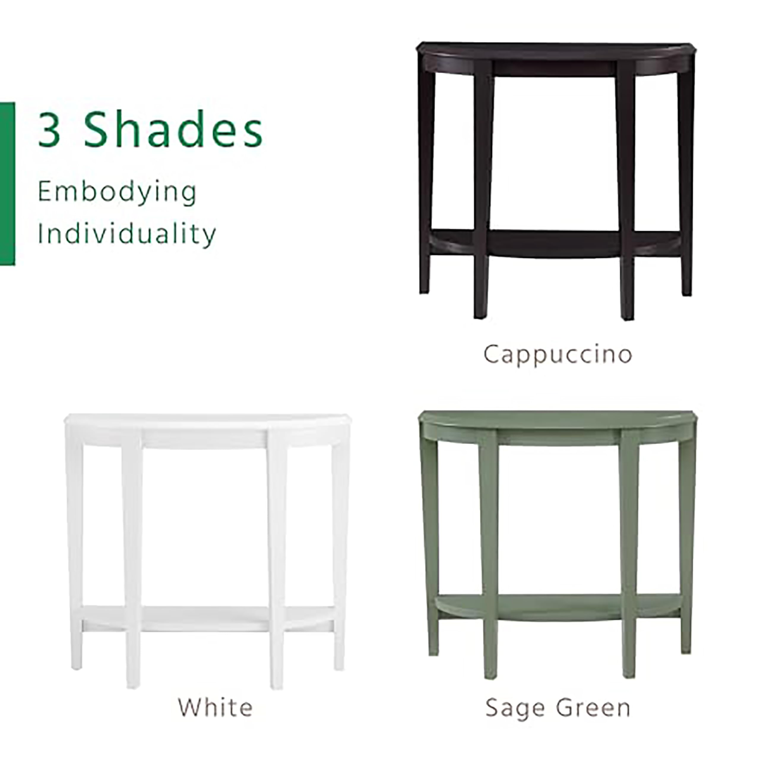 Payne Modern Half Moon Console Table with Storage Shelf - Entryway Furniture for Living Room, Hallway & Small Spaces - Cappuccino Finish - Perfect for Home Decor & Space Saving Solutions