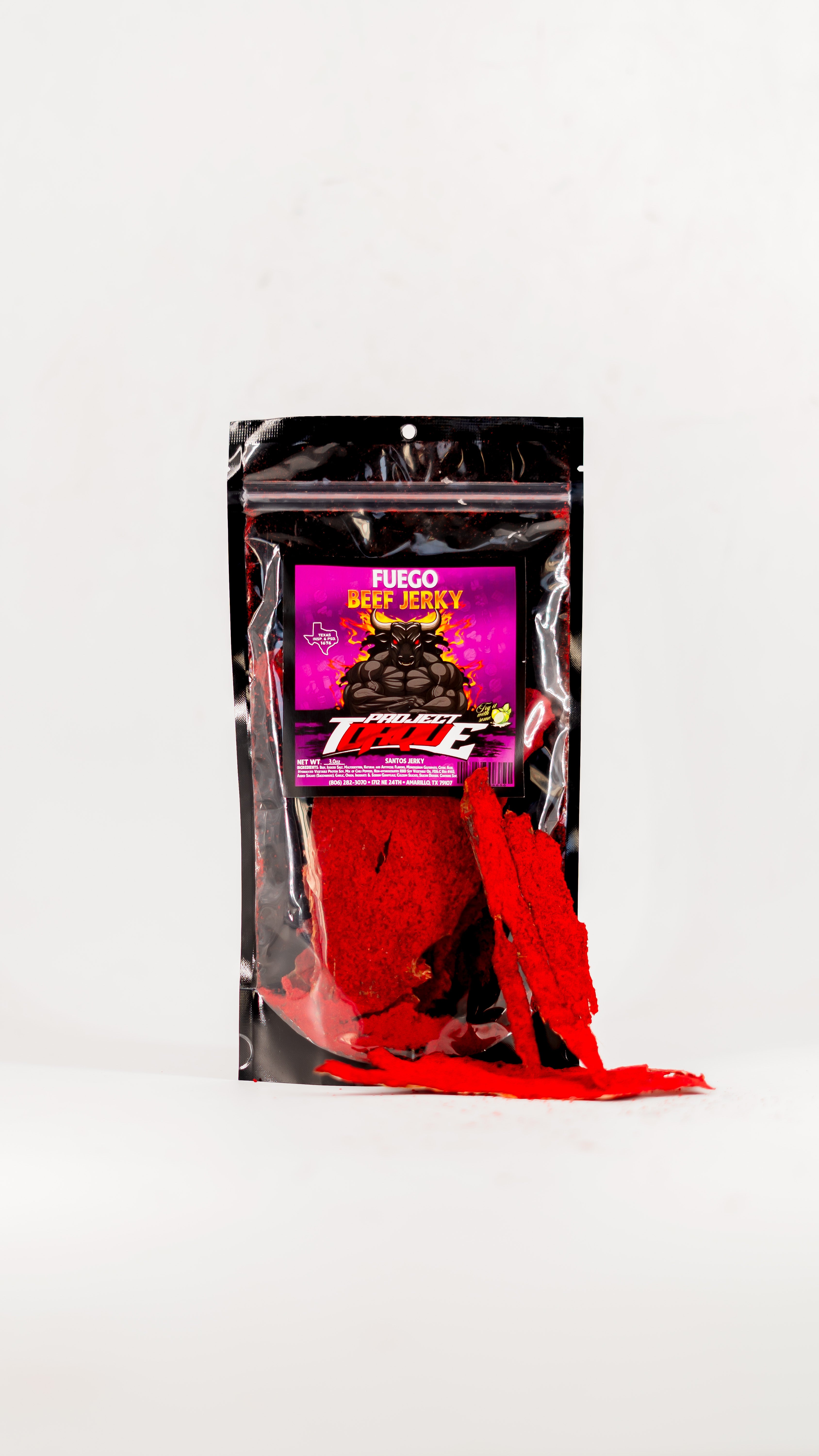 Premium Project Torque Fuego Beef Jerky - Spicy Gourmet Dried Meat Snacks for Hiking, Camping & Road Trips - High Protein Low Carb Keto-Friendly Jerky