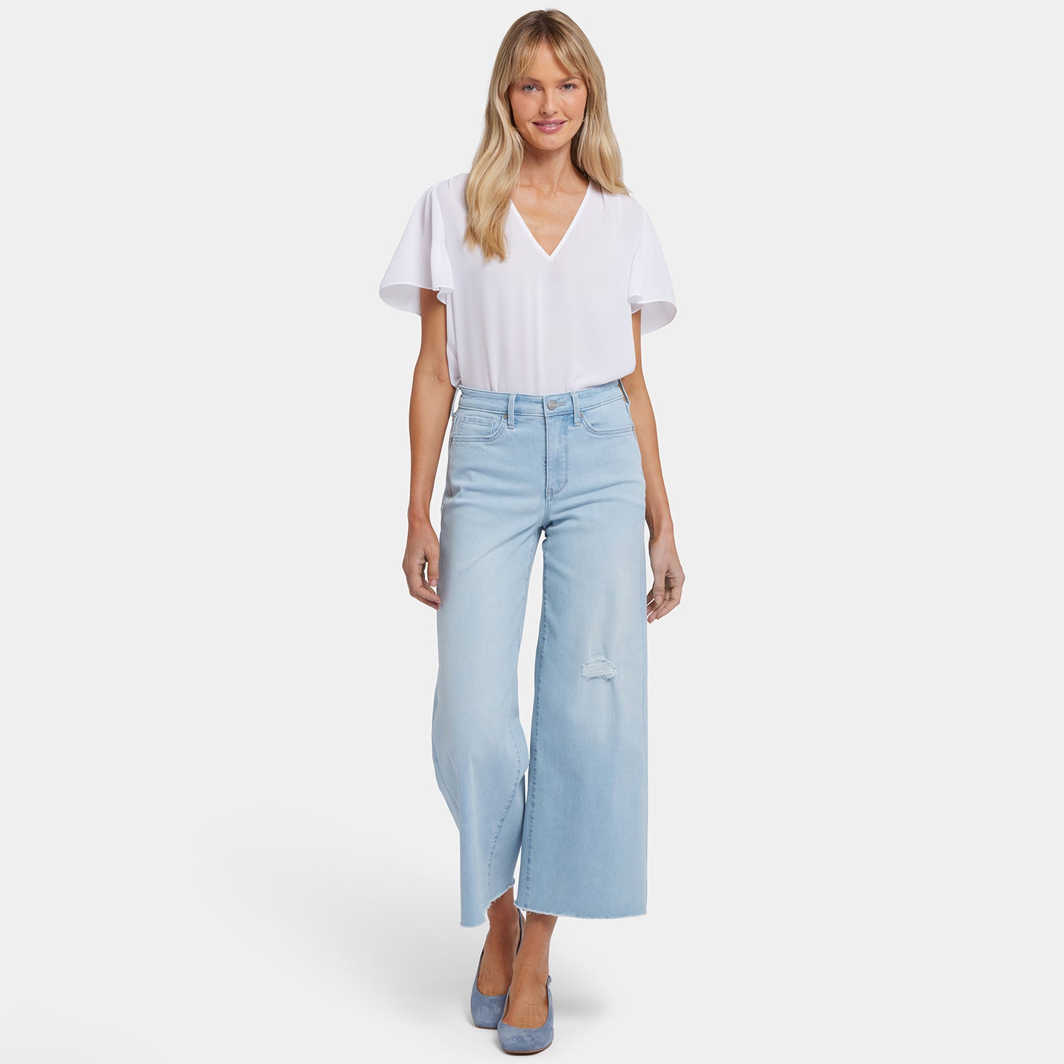 Brodi Women's Wide Leg Ankle Jeans - High Waist Stretch Denim Pants for Casual Wear | Clear Waters Wash | Perfect for Everyday Outfits and Weekend Brunch