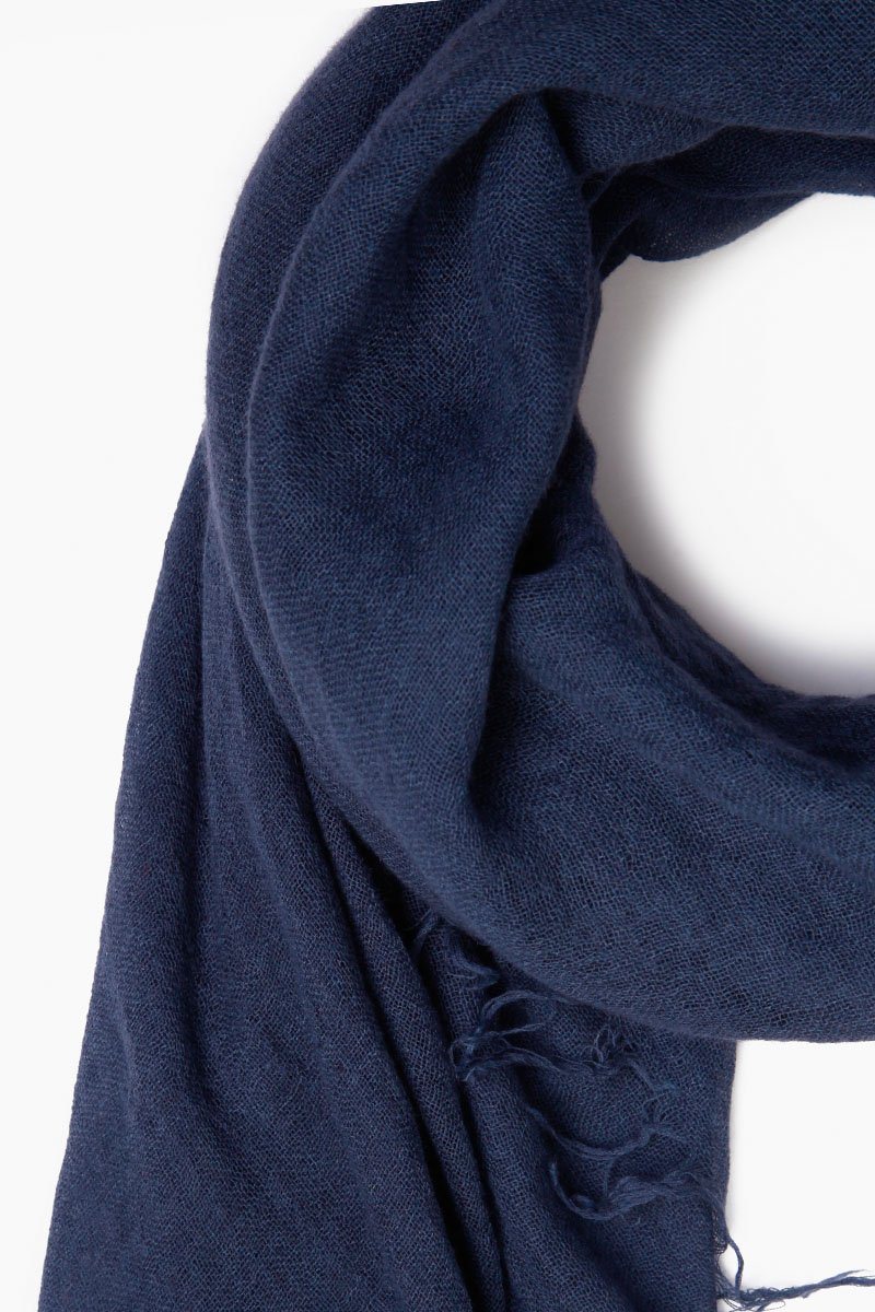 Luxury Cashmere and Silk Blend Scarf - Soft Medieval Blue Winter Shawl for Women, Perfect for Cold Weather, Office, and Evening Outfits