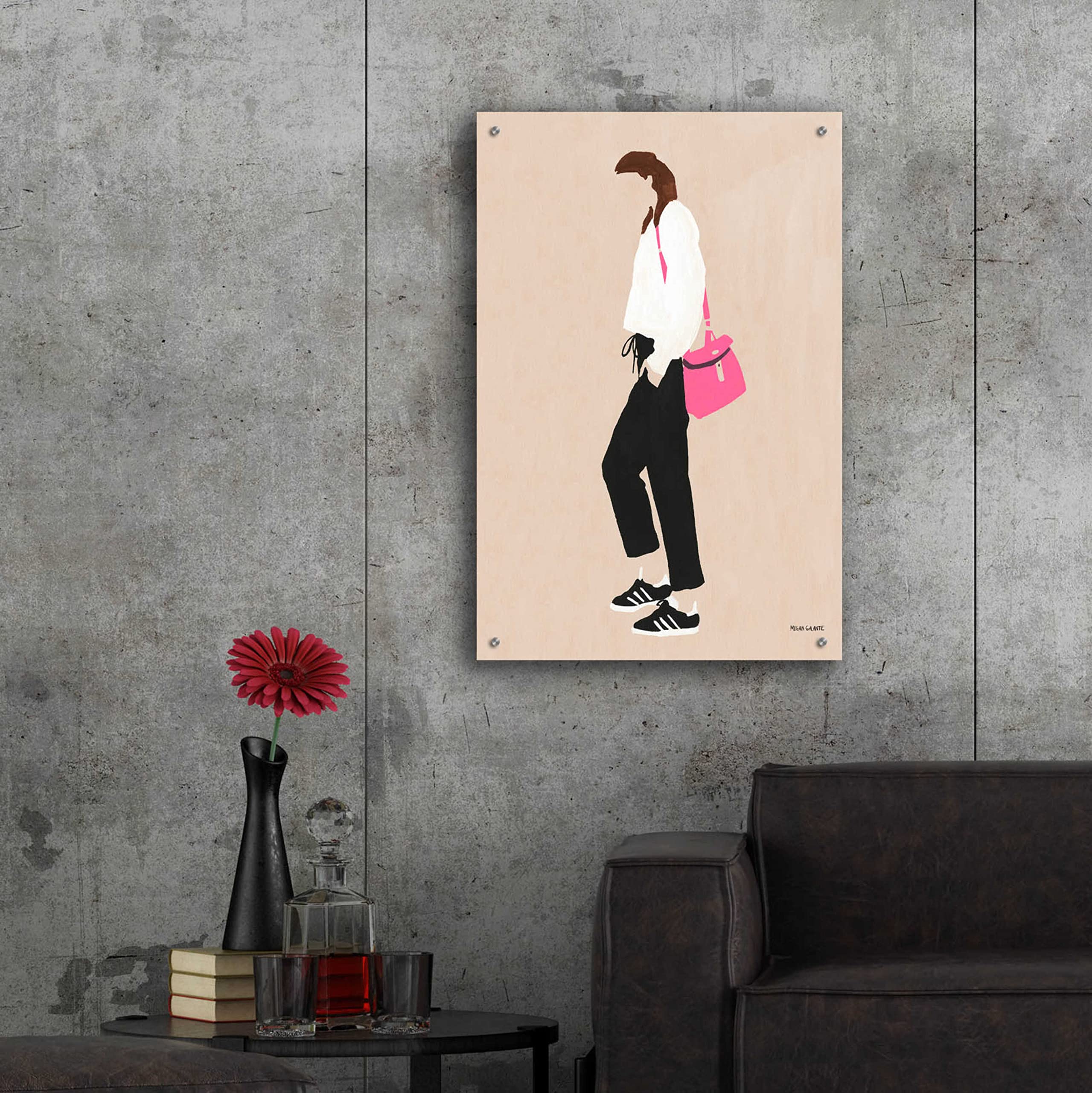 Epic Art 'Hot Pink Handbag' by Megan Galante - Vibrant Acrylic Glass Wall Art Painting 24