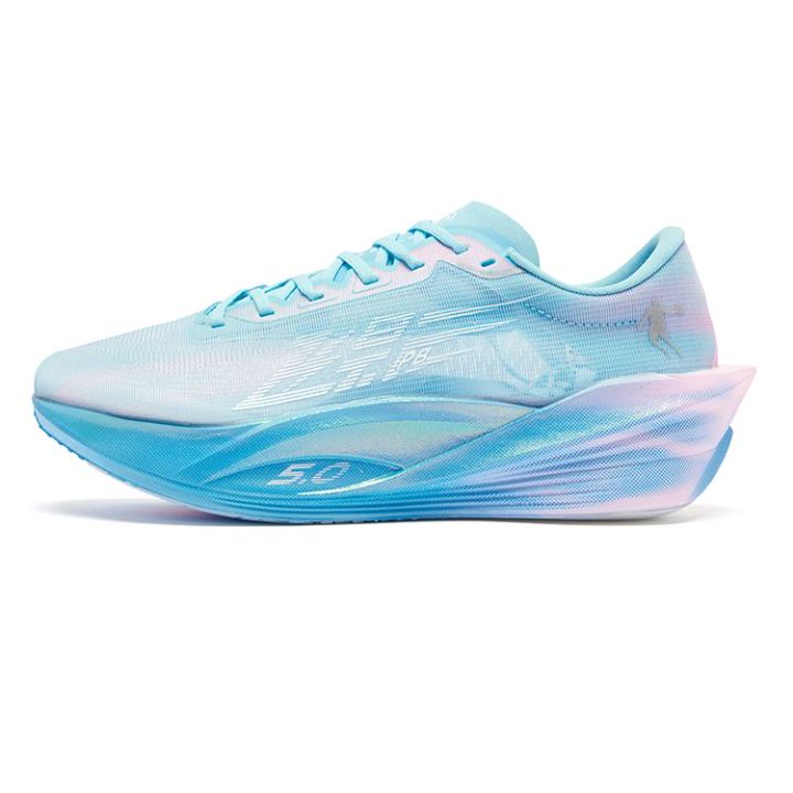 Qiaodan Men's FeiYing PB 5.0 Running Shoes - Lightweight Breathable Blue & Pink Athletic Sneakers for Jogging, Gym Workouts & Casual Wear