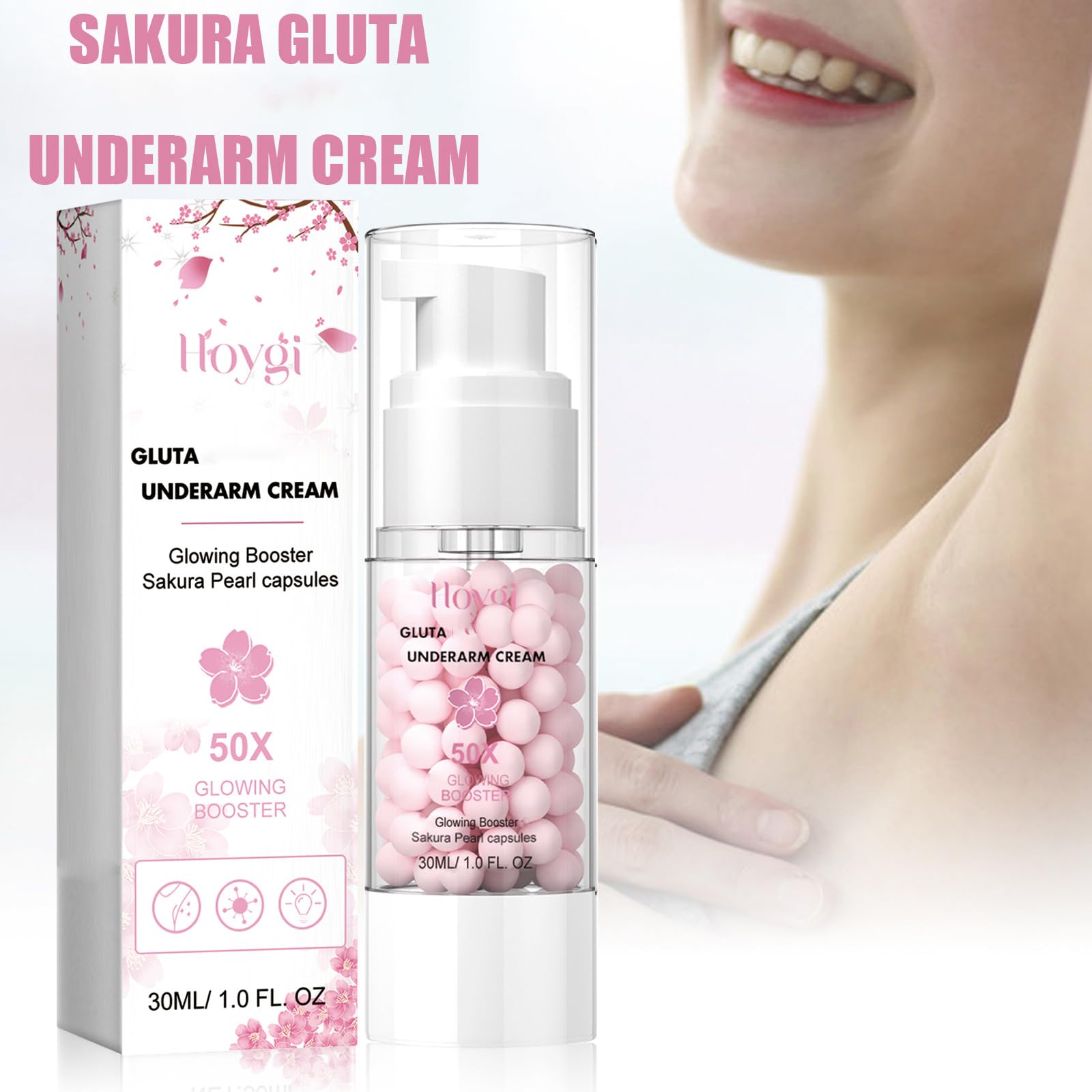 Gluta Booster Cream - Skin Whitening & Brightening Underarm Cream with Pearl Capsules for Women | Exfoliating Body Gel for Smooth, Radiant Skin | Perfect for Daily Body Care & Nighttime Skincare Routine