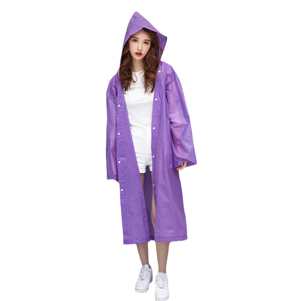 Waterproof Reusable Raincoat for Women & Men - Thickened Clear EVA Hooded Rain Jacket for Outdoor Activities, Hiking, Commuting & Travel