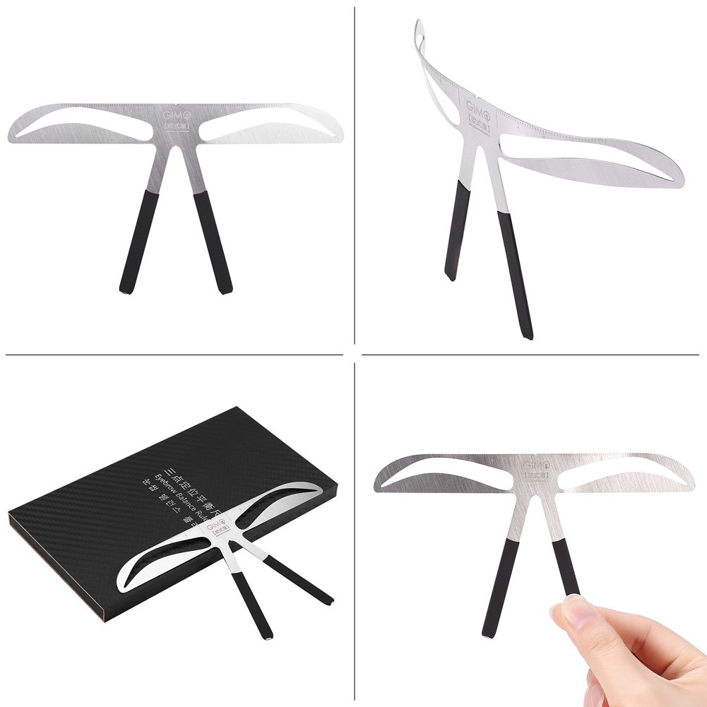 Wytino Eyebrow Ruler - 4 Types (Classic, Standard, European, Akinami) with Three-Point Positioning for Precise Eyebrow Shaping - Silver Stainless Steel Tool - Perfect for Salon, Home Use & Professional Makeup Artists