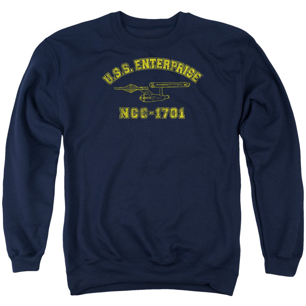 Star Trek Enterprise Athletic Crew Sweatshirt for Adults - Navy Blue Small Size - Perfect for Sci-Fi Fans, Casual Wear & Gift Giving