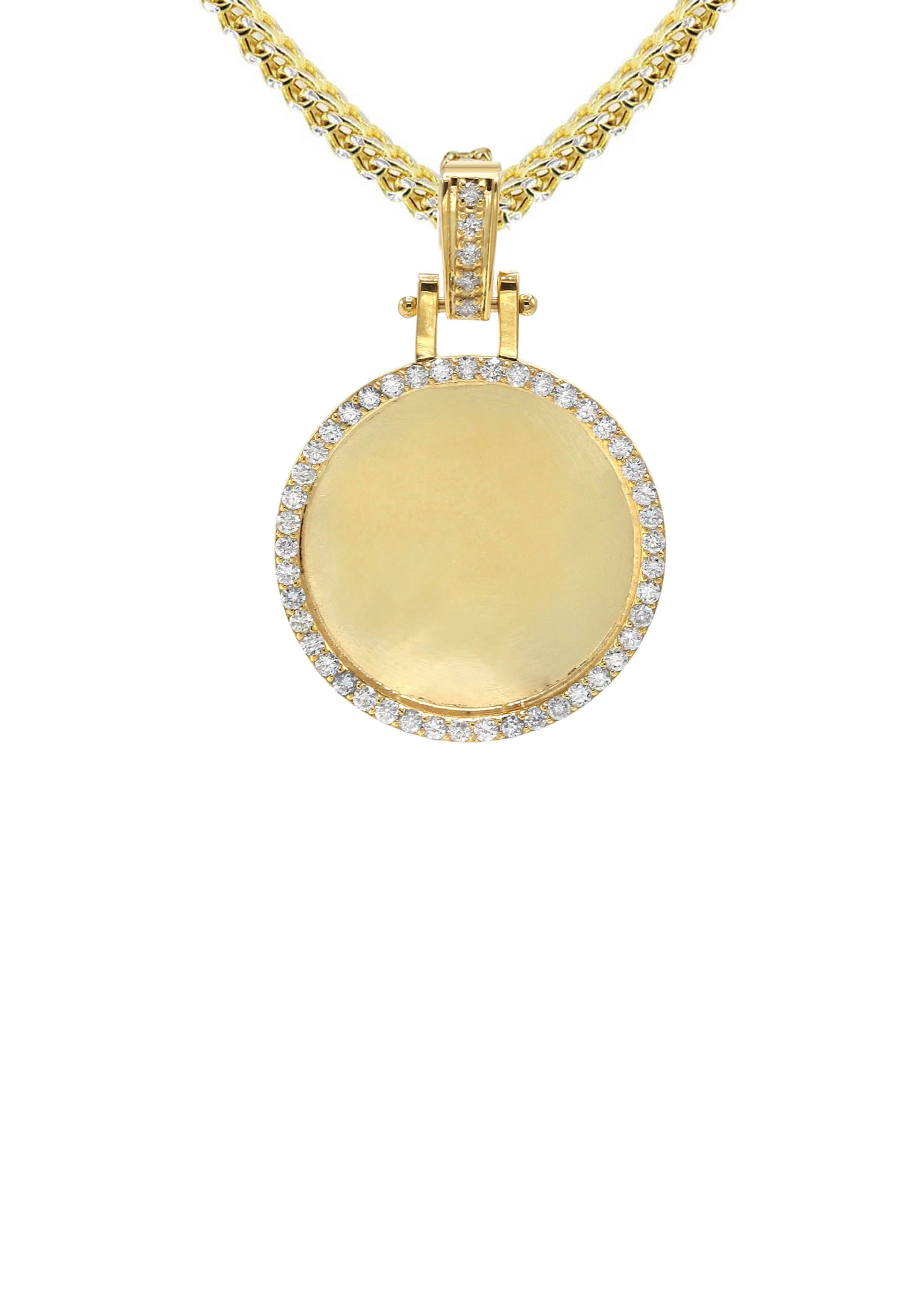 10K/14K Yellow Gold Diamond Round Picture Pendant Necklace - 0.50 Carat | Elegant Jewelry Gift for Women, Perfect for Anniversaries, Birthdays & Special Occasions