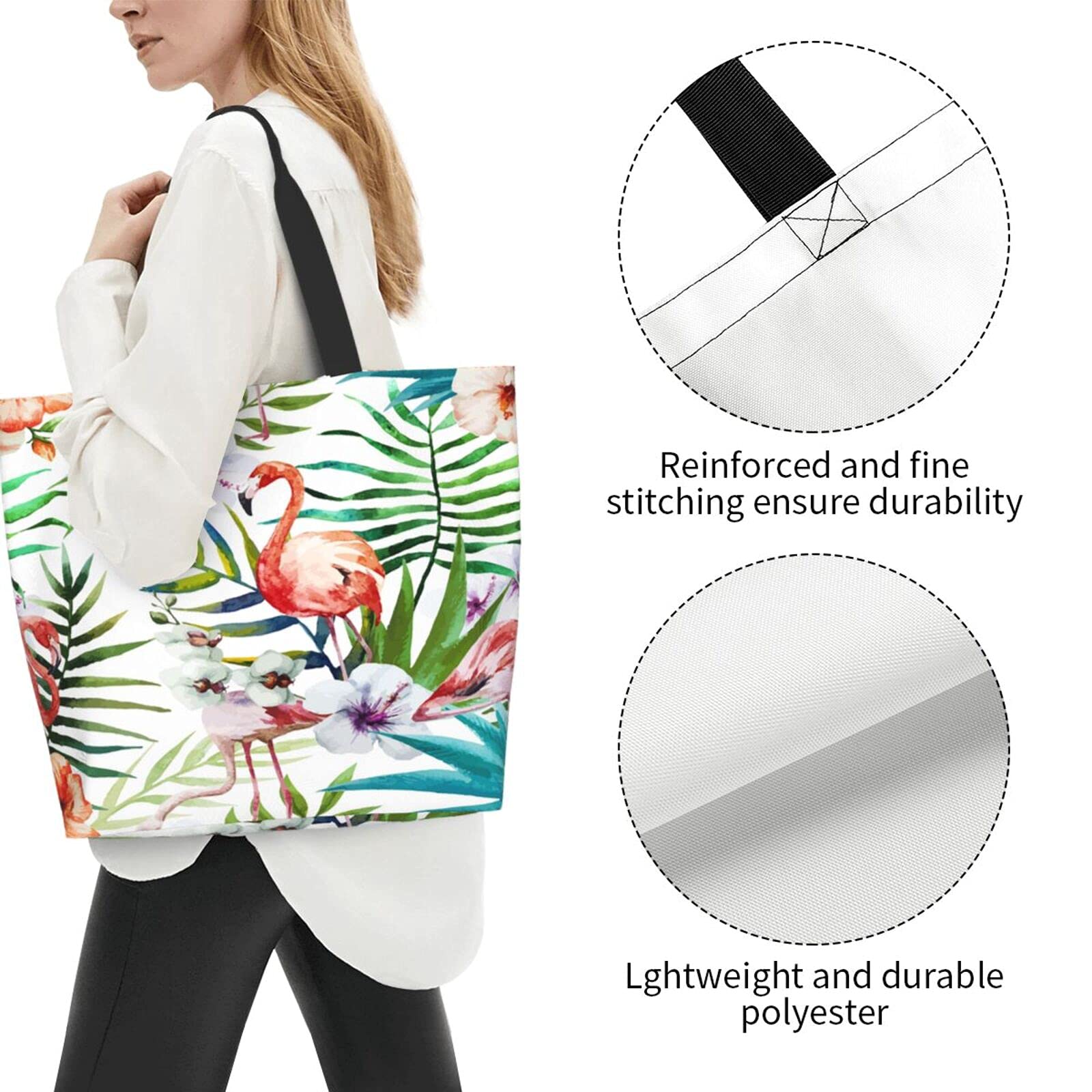 B TREE Tai Chi Graphic Blue and Red Flames Canvas Tote Bag for Women - Large Casual Shoulder Handbag for Shopping, Grocery & Beach - Eco-Friendly Reusable Shopping Bag