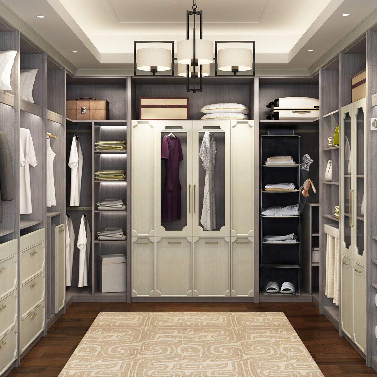 6-Shelf Hanging Closet Organizer for Clothes & Accessories | Space-Saving 3-Tier Storage Shelves | Perfect for Bedroom, Closet & Dorm Organization