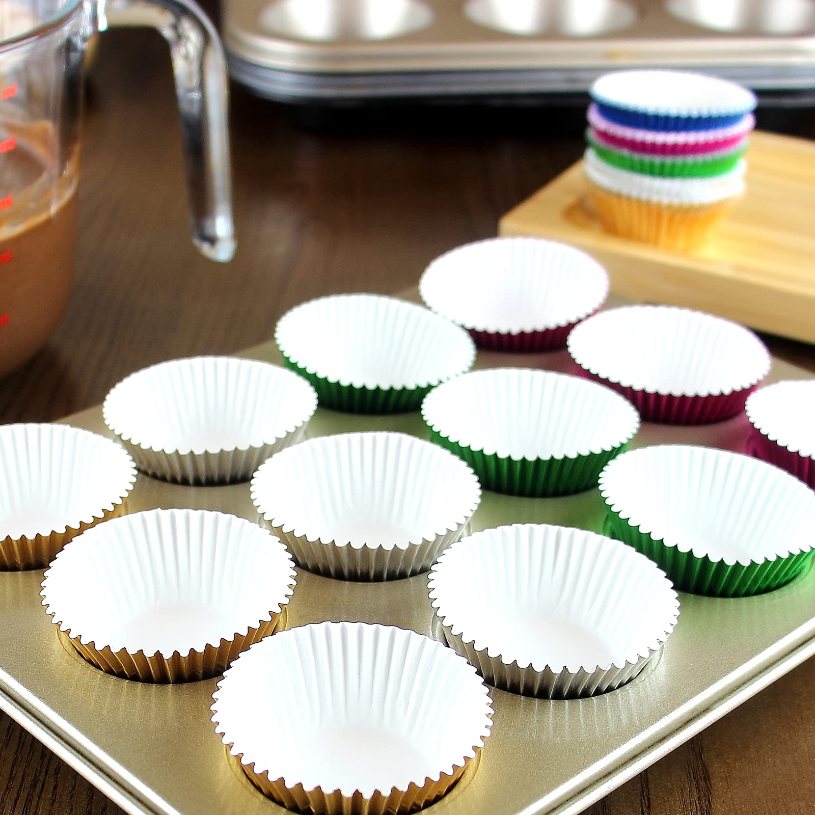 Eoonfirst Mini Gold Foil Cupcake Liners - 300 Pack Christmas Baking Cups for Muffins, Cupcakes & Desserts - Perfect for Holiday Parties, Baking Gifts & Home Decor