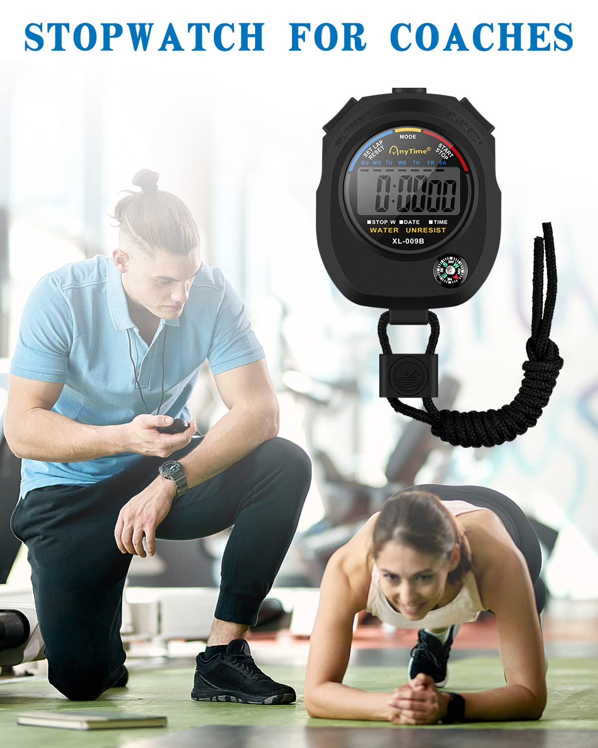 TINDTOP Digital Stopwatch Timer 4 Pack - Professional Sports Stopwatch with Calendar, Alarm & Compass - Multifunction Handheld Timer for Swimming, Running, Soccer Coaches & Referees - Perfect for Training, Competitions and Outdoor Activities
