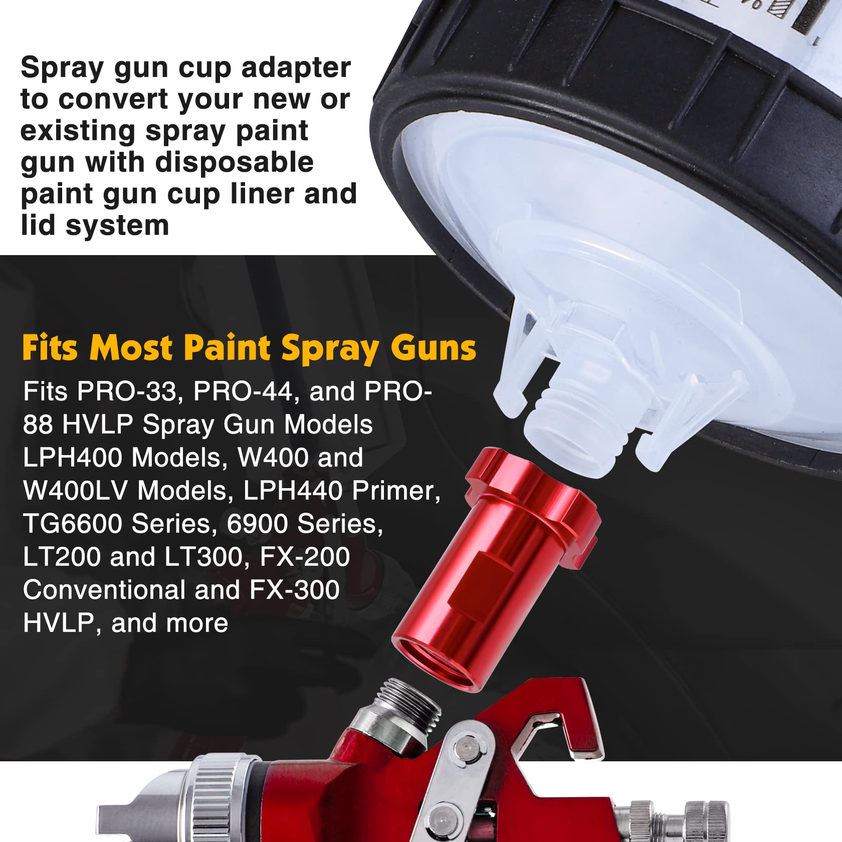 B4B BANG 4 BUCK HVLP Spray Gun Cup Adapter - 16mm Female Thread (1.5mm) Compatible with PRO-33, PRO-44, PRO-88 Models - Perfect for Automotive Painting & DIY Home Projects