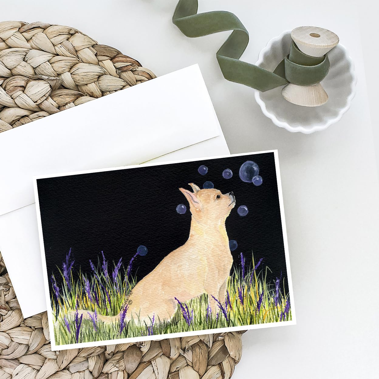 Starry Night Chihuahua Greeting Cards - Pack of 8 Blank A7 Note Cards with Envelopes (5x7 Inches) | Whimsical Dog Lover Stationery for Birthdays, Thank You Notes & Special Occasions