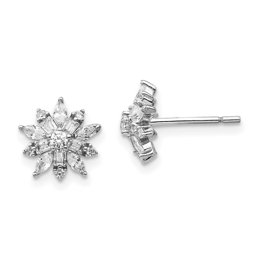 925 Sterling Silver CZ Cubic Zirconia Simulated Diamond Stud Earrings for Women - 9.13x9.32mm Wide Hypoallergenic Post Earrings | Perfect for Weddings, Parties & Everyday Elegance