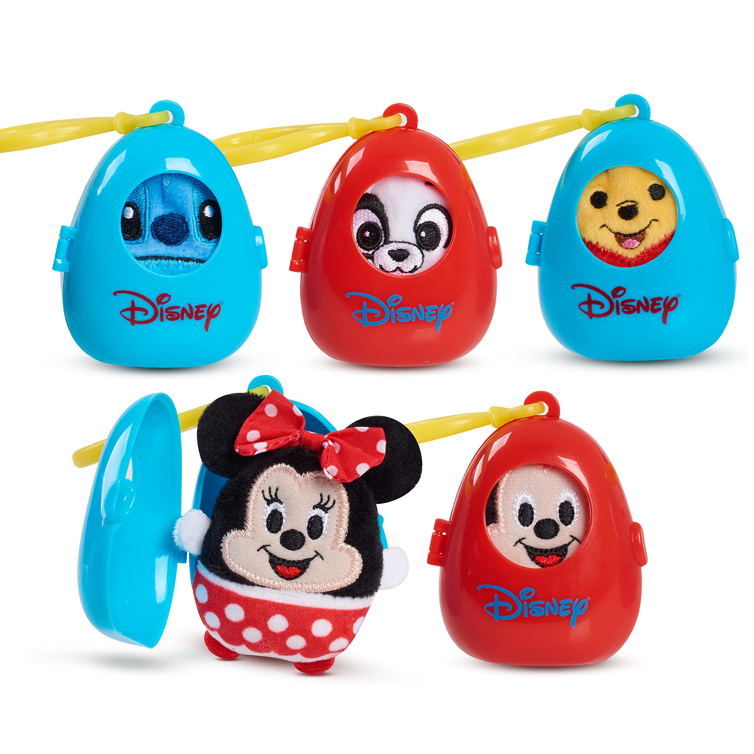 Disney Classics Cutie Beans 2.5-Inch Surprise Plush Toys with Clip-On Carrier Pack - 5-Piece Set, Officially Licensed Stuffed Animals for Kids Ages 2+, Amazon Exclusive - Perfect for Birthday Gifts, Party Favors & Disney Collectors