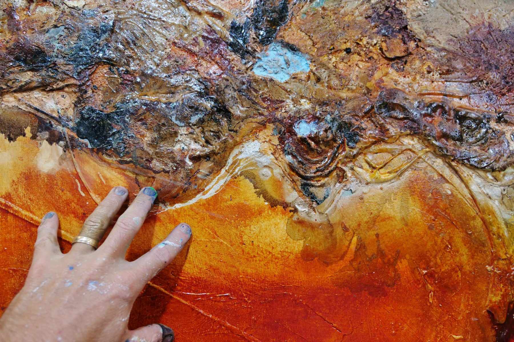Rusted Landscape 160cm x 100cm Sienna Textured Abstract Canvas Art - Perfect for Modern Living Room, Office & Gallery Wall Decor