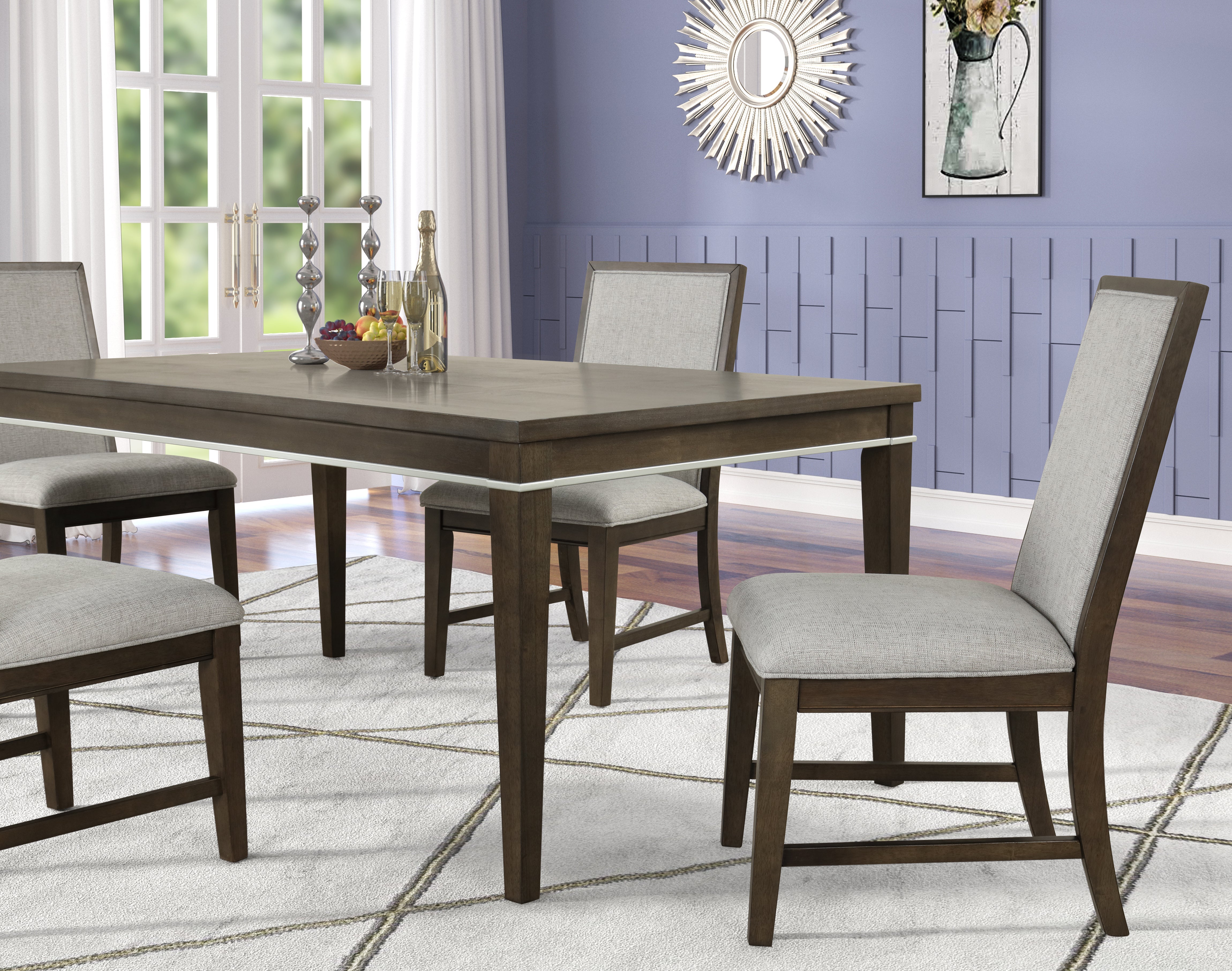 Roundhill Furniture Aberll Wood Dining Room Set - 4-Piece Gray Wooden Table & Chairs for Kitchen, Dining Room & Small Spaces | Modern Farmhouse Style