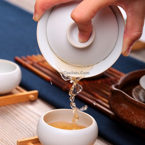Authentic Chinese Ru Kiln Gaiwan - Handmade Ceramic Teacup with Lid & Saucer for Gongfu Tea Brewing | Perfect for Tea Ceremonies, Home Use & Gifts