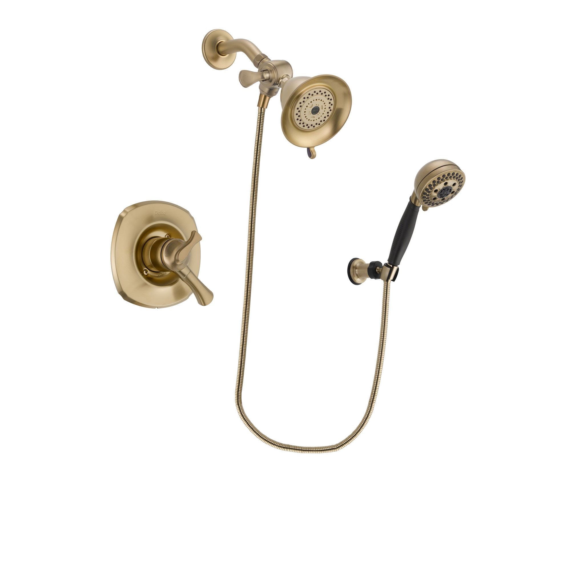 Delta Addison Champagne Bronze Dual Control Shower System with Water-Efficient Shower Head & 5-Spray Handheld Shower - Includes Rough-In Valve DSP3754V - Perfect for Modern Bathroom Renovations & Water Conservation