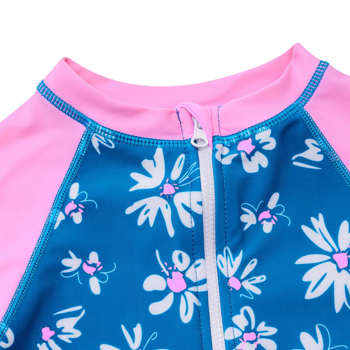 Girls Long Sleeve Rash Guard Swimsuits with Zipper - UV Protection Swimwear for Kids, Beach, Pool & Water Sports