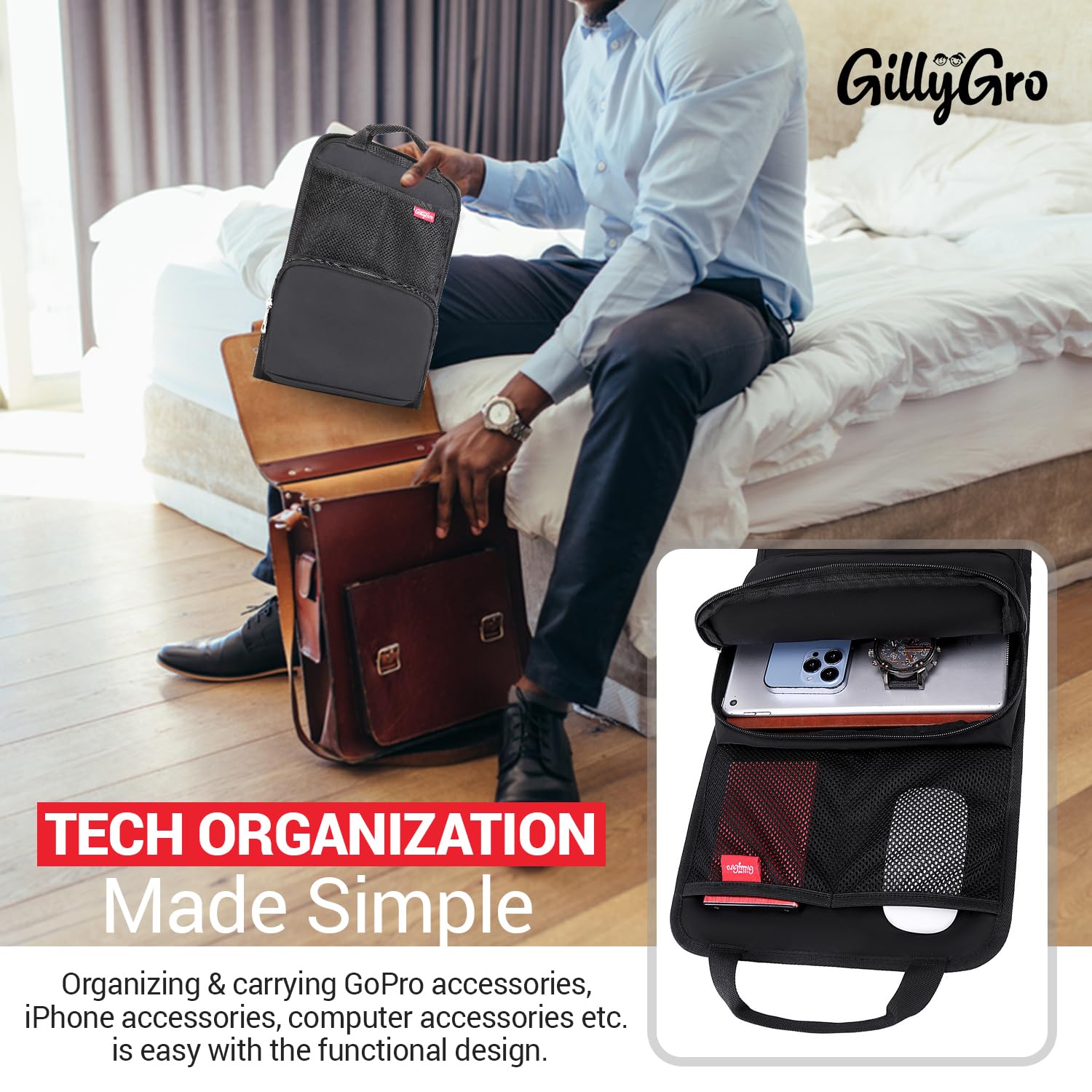 Large Backpack Organizer Insert - Spacious Laptop Bag Organizer for Men & Women | Tech Gear Divider | Perfect for Travel, Work & Daily Commute