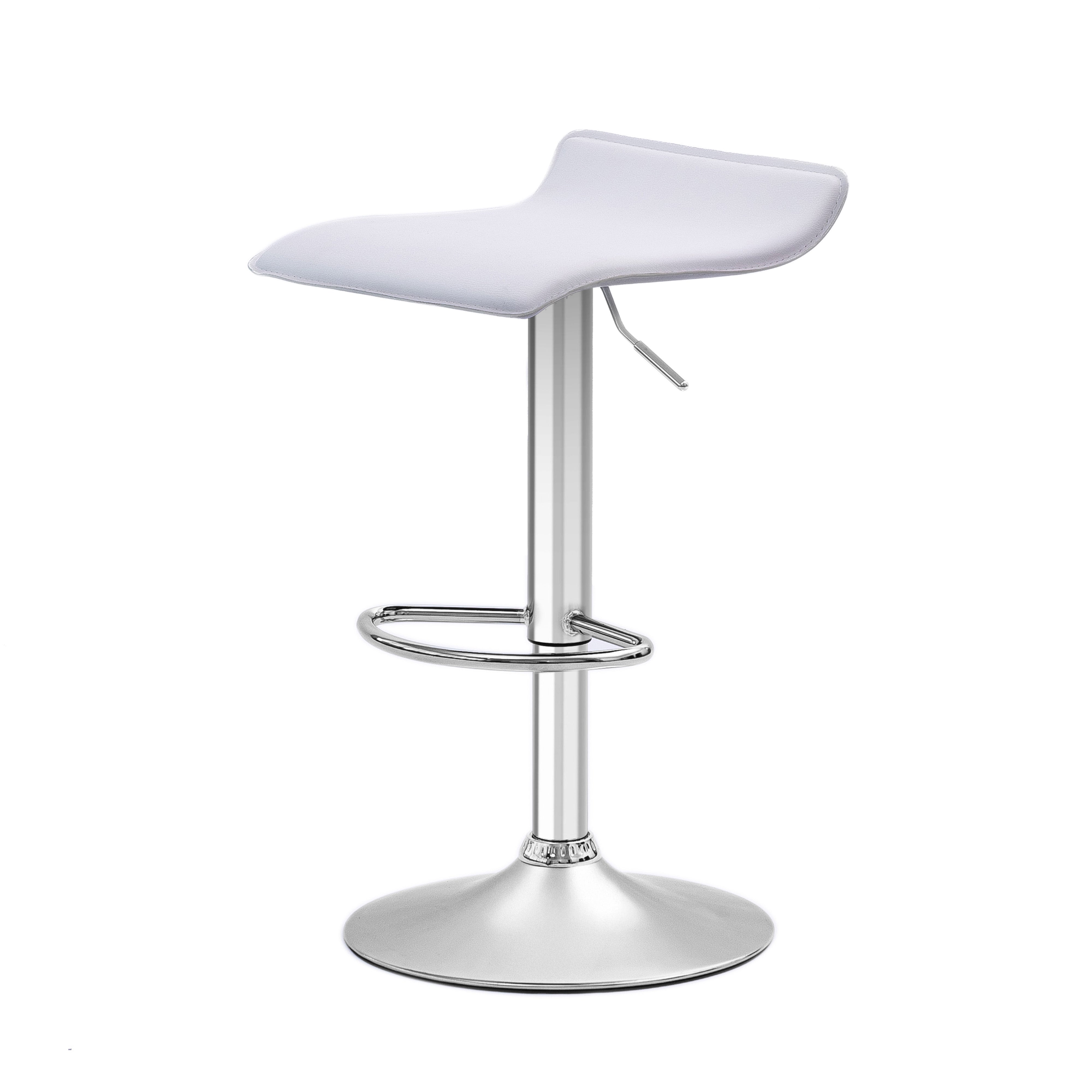 Set of 4 Urban Style Craig Bar Stools with Gas Lift Mechanism - Chrome & White Modern Kitchen Counter Stools for Dining Room, Bar or Breakfast Nook