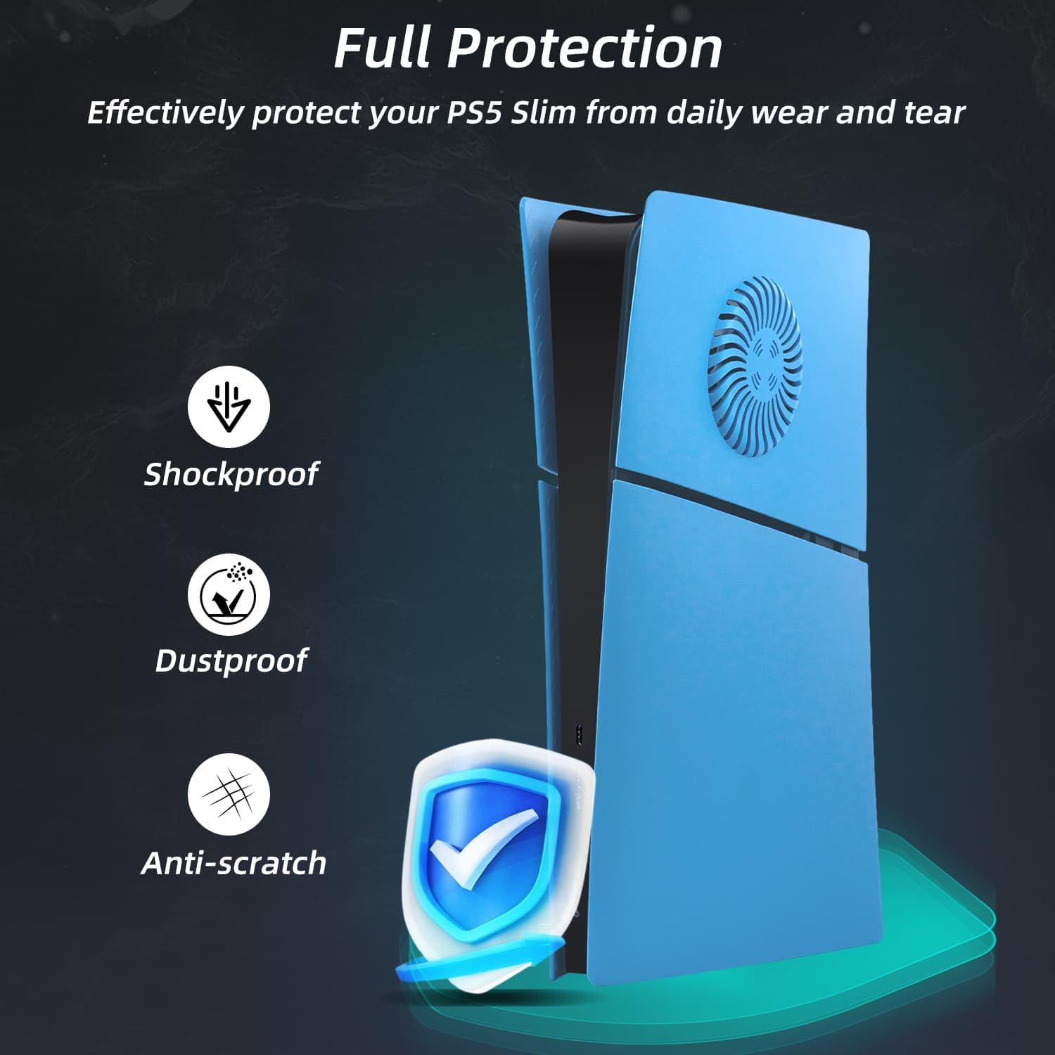 Mcbazel PS5 Slim Faceplate Replacement - ABS Protective Cover & Ventilation Accessories for Playstation 5 Slim Digital Edition - Light Blue (Not for PS5/PS5 Pro) | Gaming Console Protection & Style Upgrade