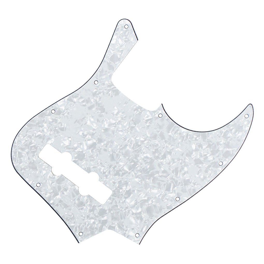 FLEOR 4-Ply J Bass Pickguard for 4-String USA/Mexican Standard JB Bass - Modern Style Scratch Plate (2pcs White & Black Pearl) - Perfect for Guitar Protection & Customization