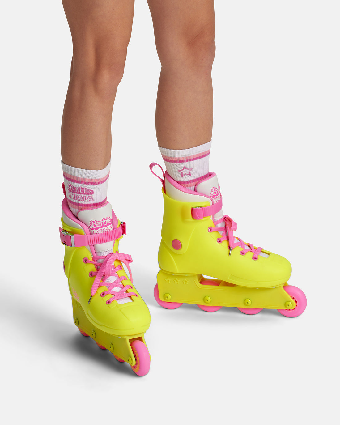 Barbie x Impala 3-Pack Skate Socks - Pink & White Cute Roller Skating Crew Socks for Women & Girls - Perfect for Roller Derby, Rink Skating & Retro Fashion Outfits
