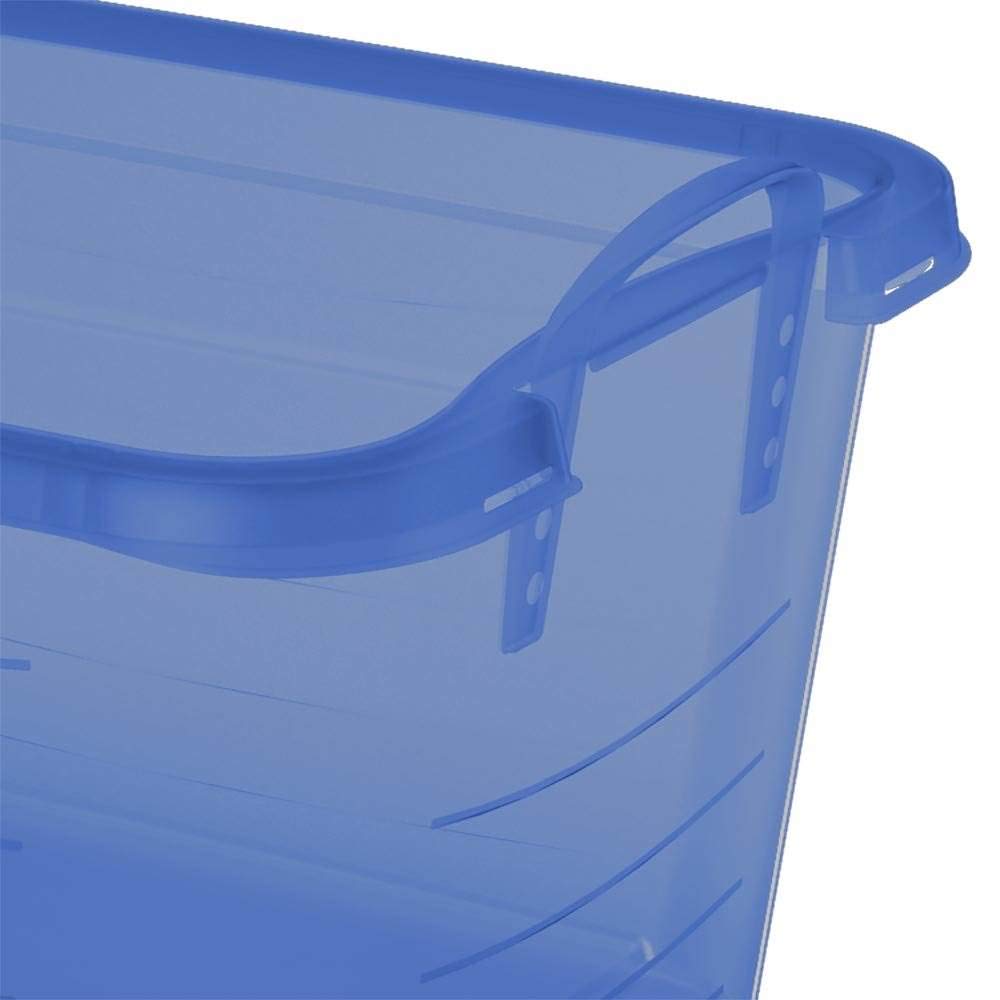 55 Quart Stackable Closet Storage Bins - 12 Pack Blue Organizer Boxes for Clothes, Shoes & Seasonal Items | Perfect for Bedroom, Closet & Garage Organization