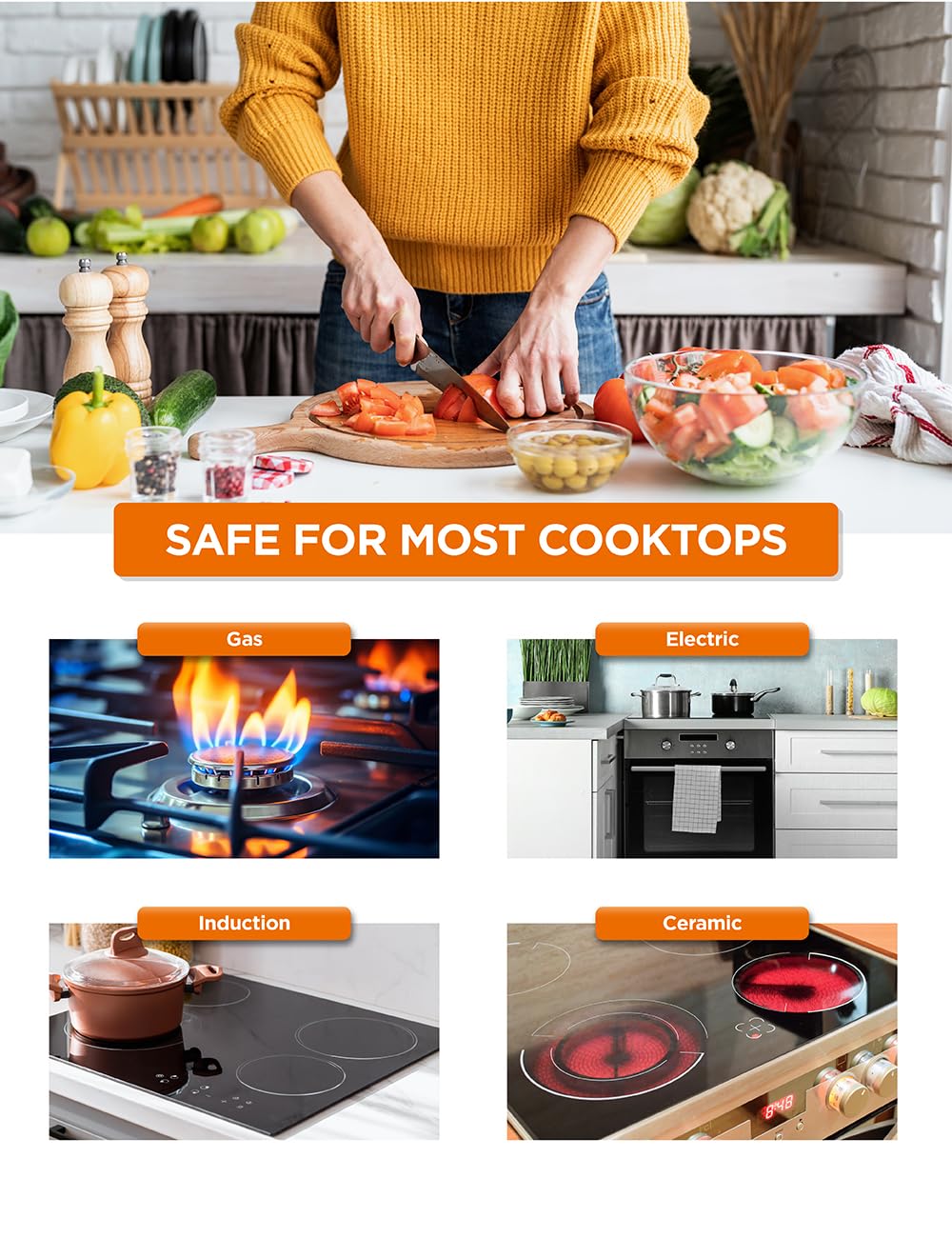 Commercial Chef 7-Piece EcoPan Hard Anodized Aluminum Cookware Set - Non-Toxic Ceramic Non-Stick Pots & Pans with Lids - Induction Compatible, Oven & Dishwasher Safe - PFOA & PTFE Free - Perfect for Home Cooking, Restaurants & Healthy Meal Prep