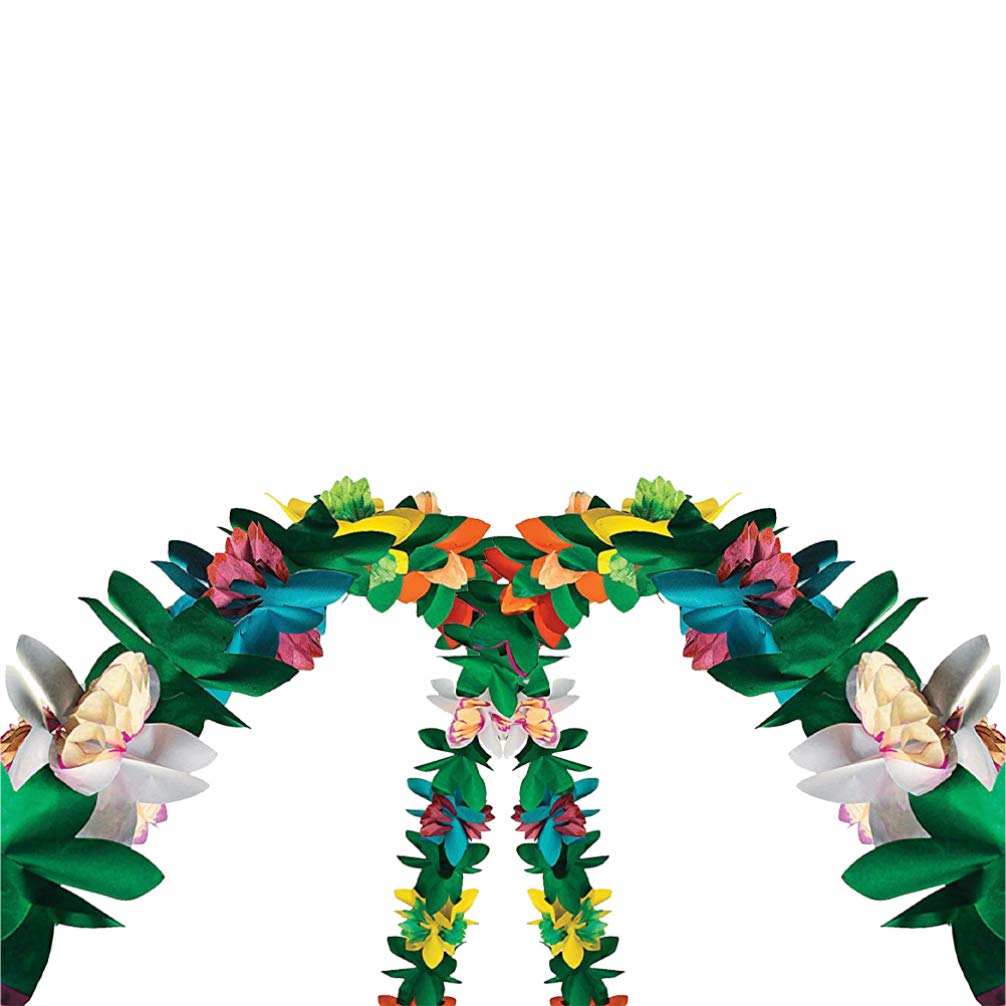 2Pcs Hawaiian Hanging Decorations - Tropical Paper Flower Party Banner for Wedding, Birthday, Luau & Beach Party Decor - Perfect for Home, Backyard, and Outdoor Events