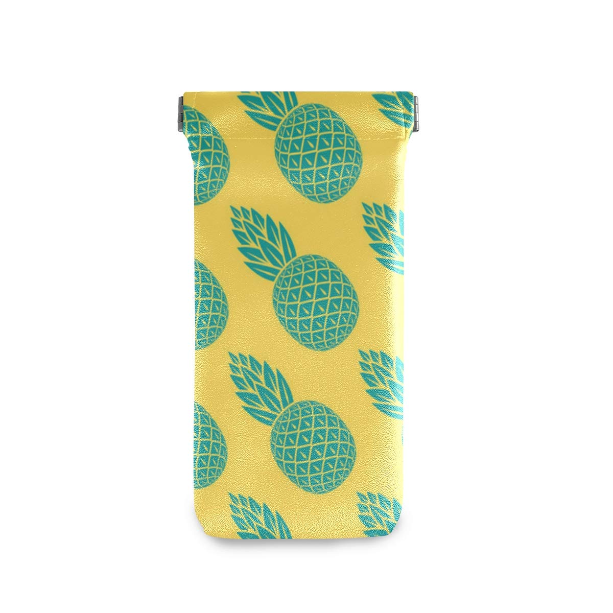Cute Green Pineapple Sunglasses Pouch - Soft Microfiber Eyeglasses Case with Squeeze Top for Women & Girls | Portable Travel Accessory for Beach, Vacation & Daily Use