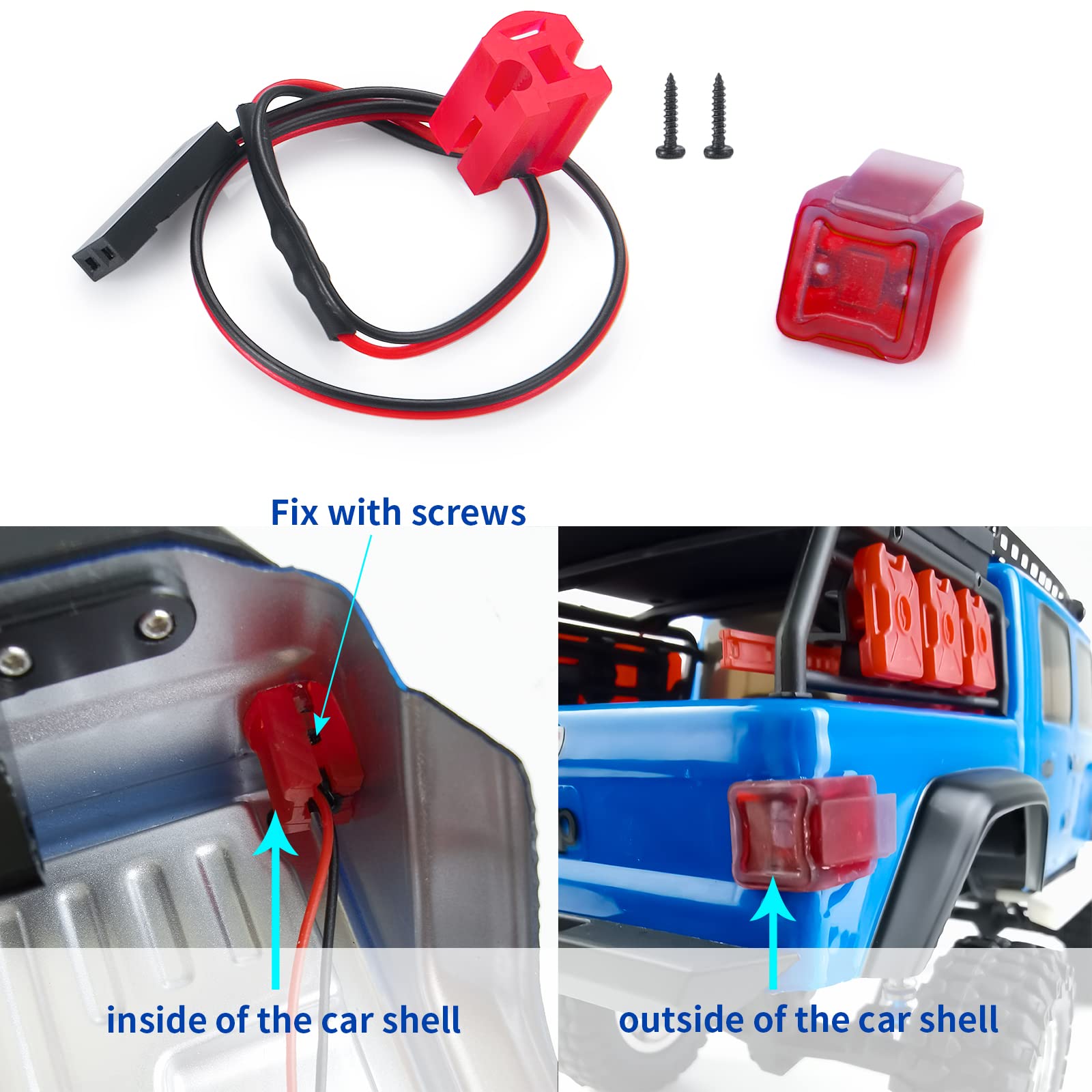 1/24 RC Crawler Car SCX24 LED Taillights - Waterproof Rear Light Upgrade Kit for Gladiator AXI00005 | Off-Road Crawling & Night Driving Accessories