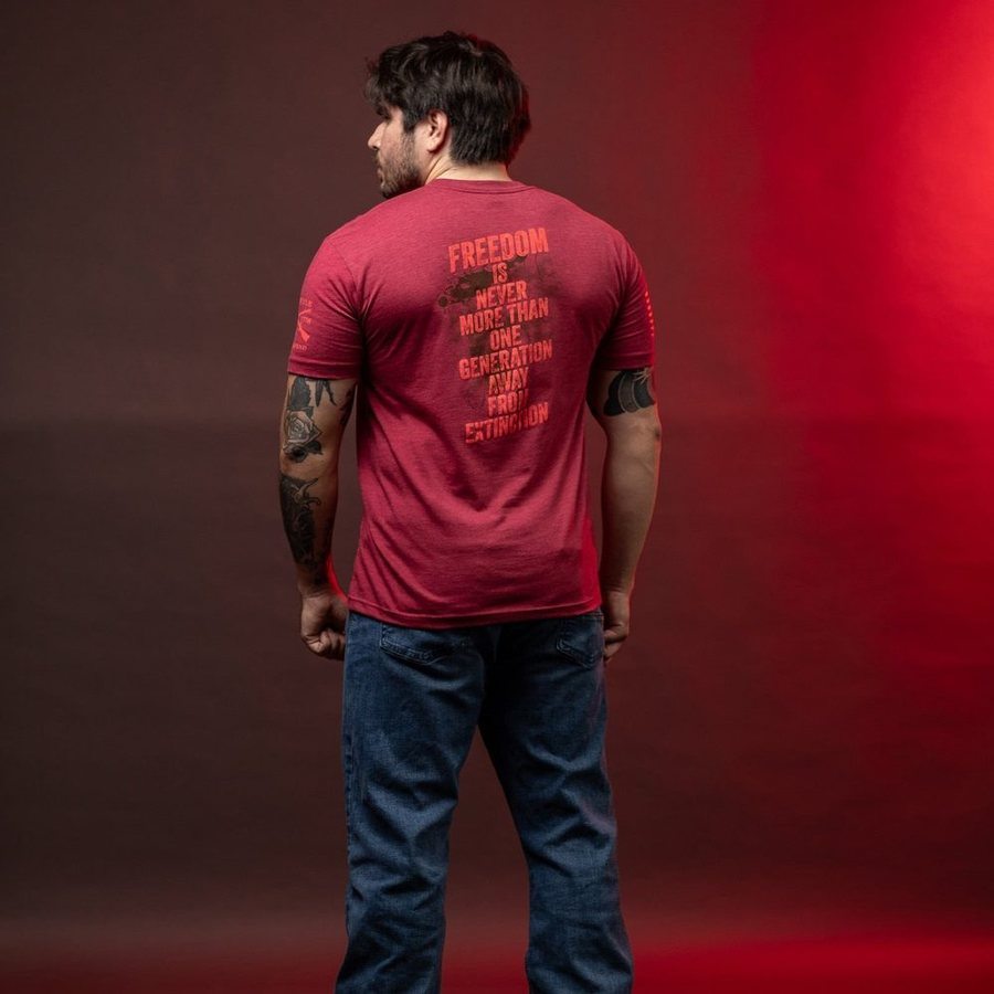 One Generation Away 2.0 T-Shirt - Premium Cotton Unisex Tee - Cardinal Red - Casual Streetwear & Patriotic Apparel for Everyday Wear