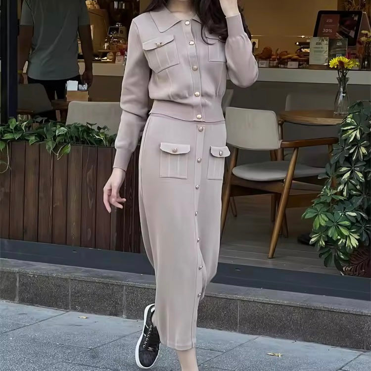 Lucille Elegant Knitted Skirt and Top Set for Women - Soft Comfortable Outfit for Office, Date Night & Casual Wear