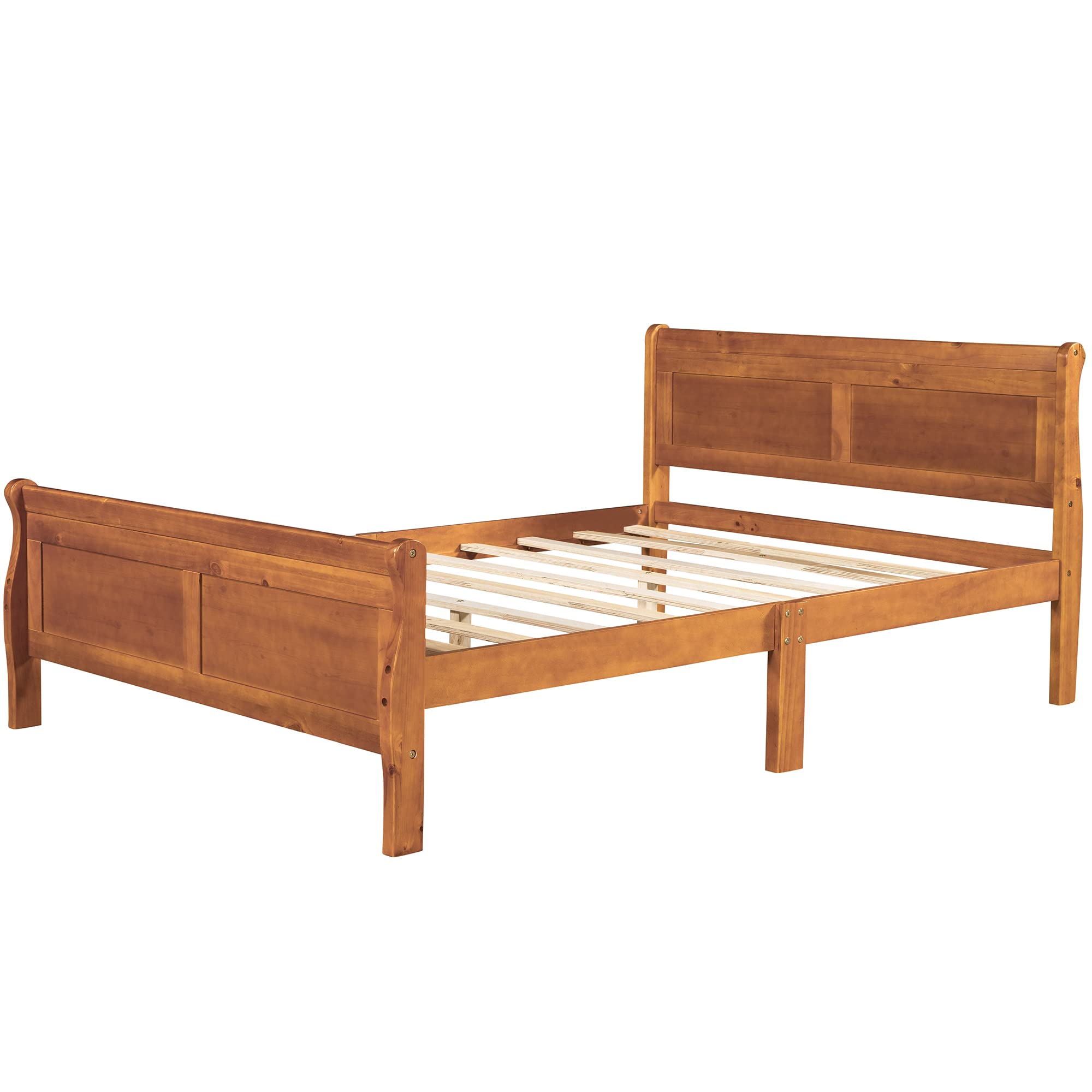 **Harper & Bright Designs Full Size Wooden Platform Bed Frame with Headboard & Footboard - Sturdy 9-Leg Support, No Box Spring Needed - Solid Oak Finish for Kids & Teens - Perfect for Bedrooms, Dorms & Guest Rooms**