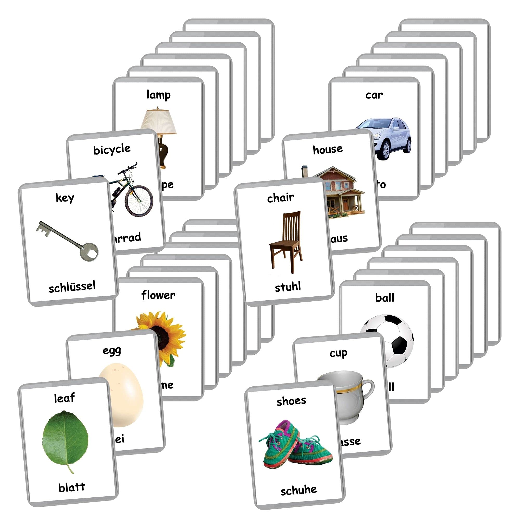 First Words Flash Cards - 48 Baby Learning Cards | Early Childhood Education | Homeschool Supplies | Bilingual English & German Flashcards | Toddler Learning Toys for Language Development | Perfect for Preschool, Kindergarten & Homeschooling Activities