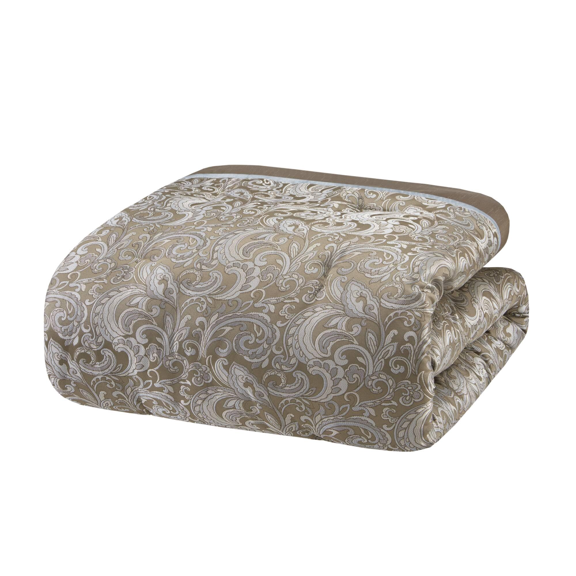 Madison Park Essentials Bristol 24-Piece Bed in a Bag Set - Faux Silk Comforter with Jacquard Paisley Design, Matching Curtains, Down Alternative & Hypoallergenic All-Season Bedding - King Size 104