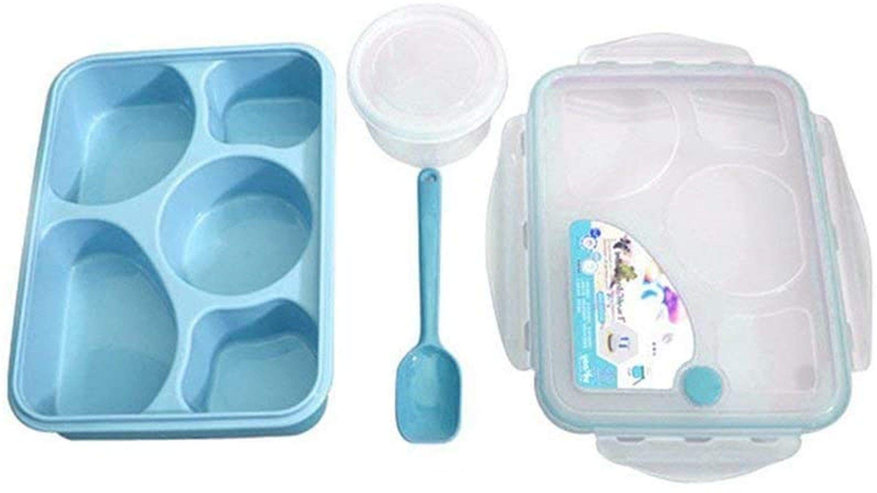 5-Compartment Bento Box | Eco-Friendly Portable Sandwich Lunch Container | Leak-Proof Food Storage Box for Work, School & Picnics (Blue)