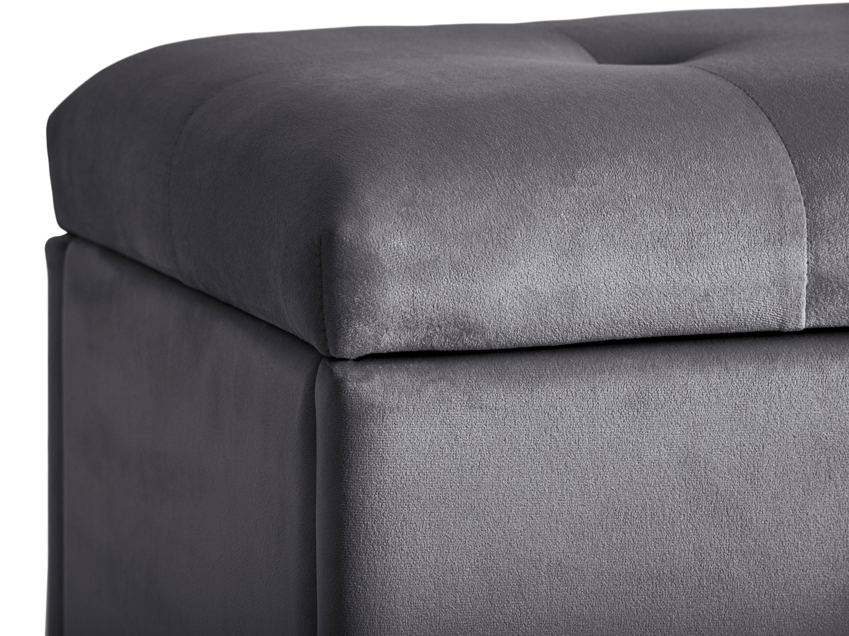 Grey Velvet Storage Ottoman - Stylish Footrest & Extra Seating with Hidden Storage for Living Room, Bedroom & Dorm | Versatile Home Decor Furniture