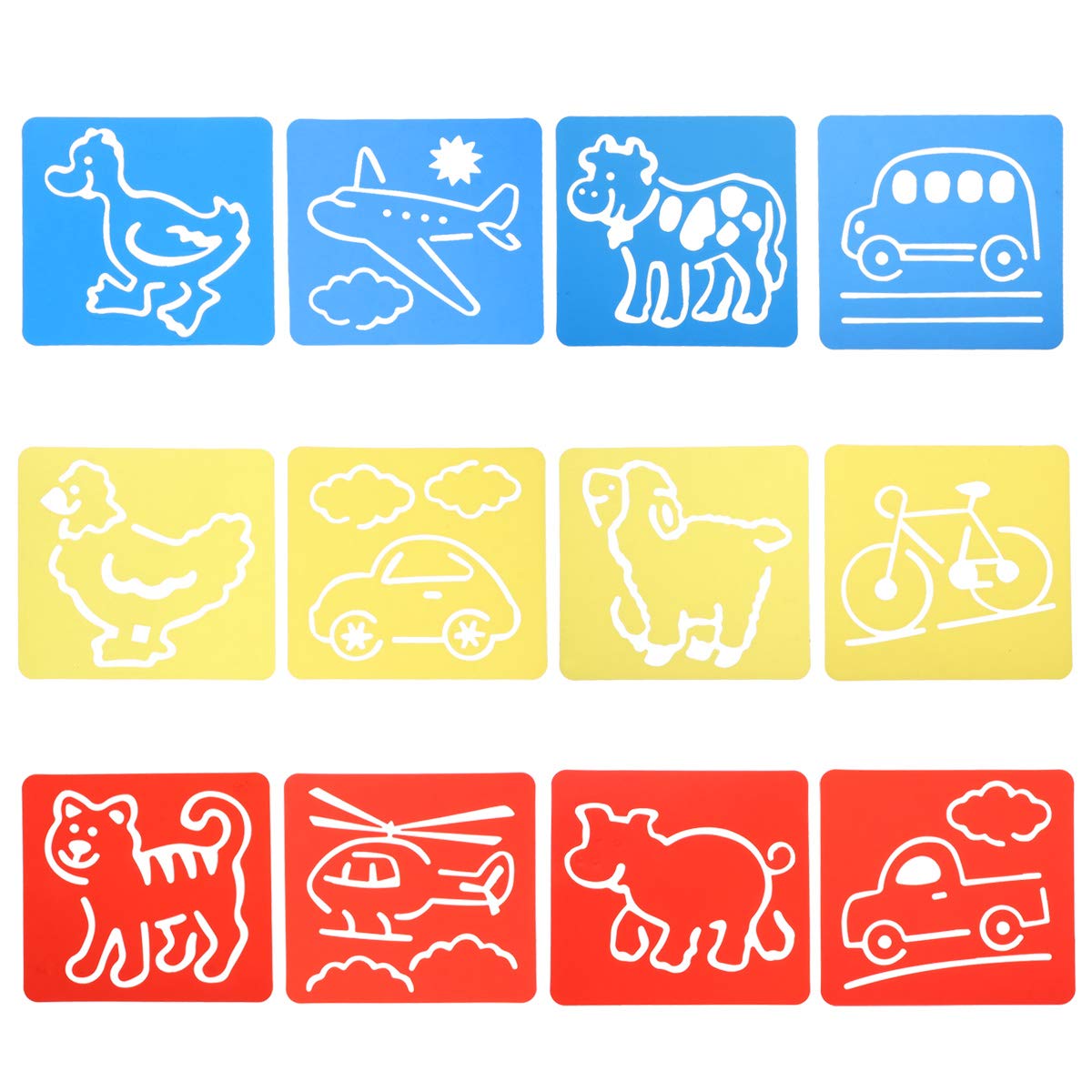 Healifty 12pcs Kids Drawing Stencils - Cartoon Animal Hollow Painting Templates for Children's Art Projects, DIY Crafts, Christmas Gifts & Birthday Party Activities