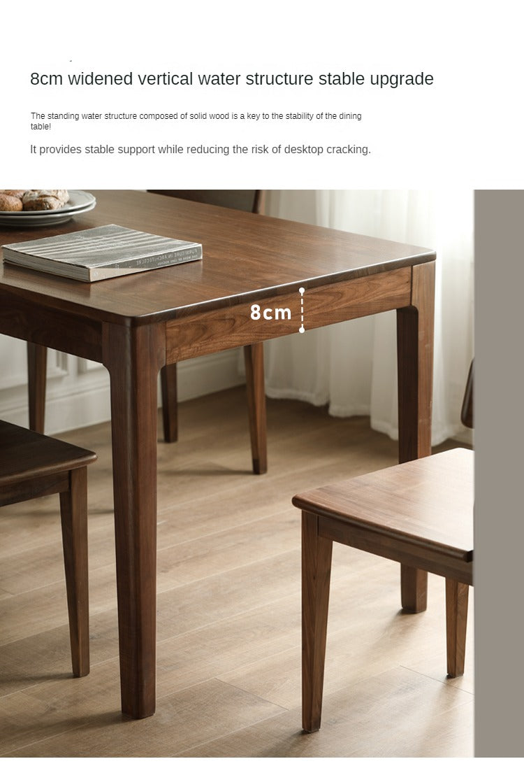 Premium Black Walnut Solid Wood Rectangular Dining Table - 6-Seater Rustic Farmhouse Style for Dining Room & Kitchen | Handcrafted Eco-Friendly Furniture