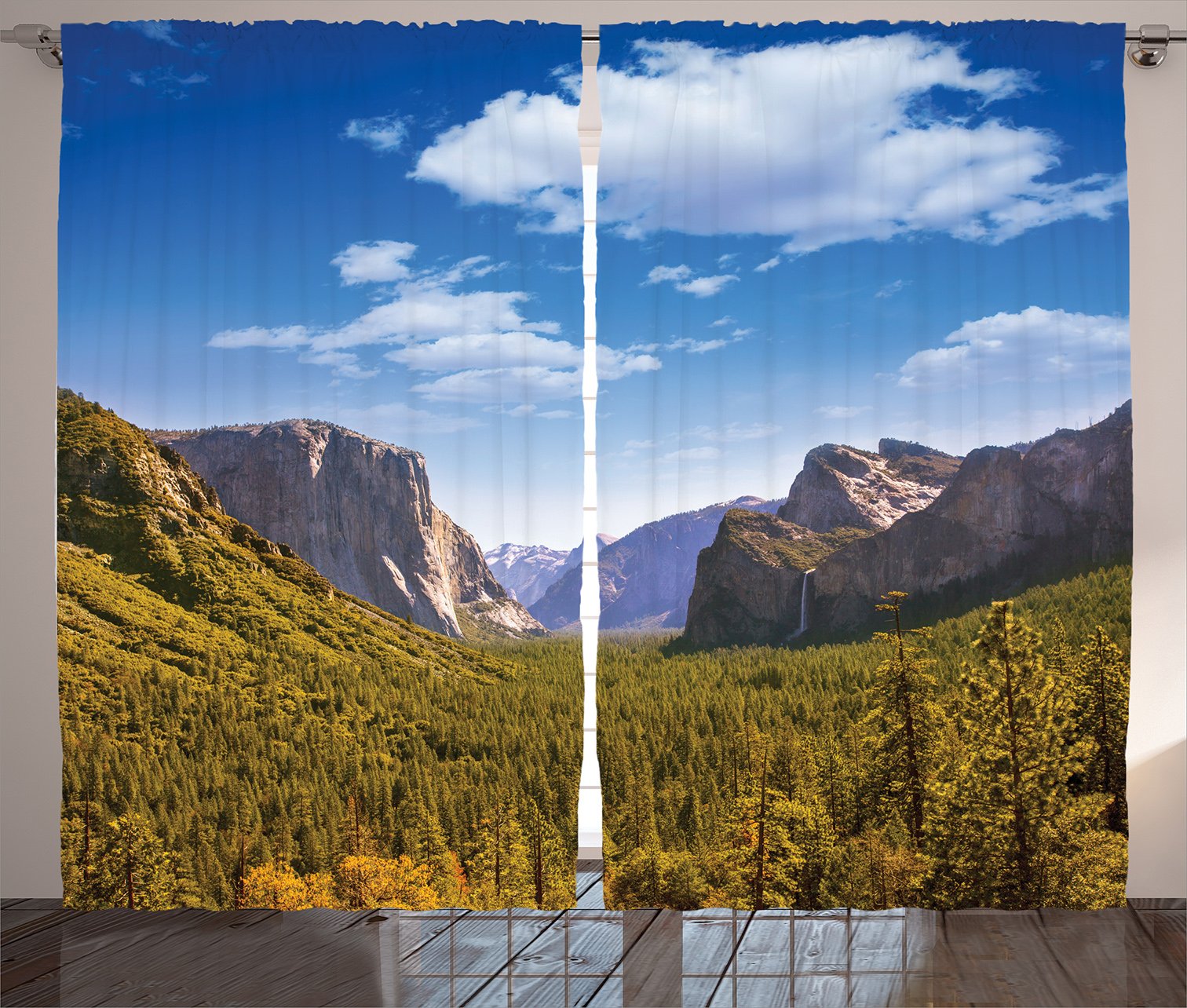 Ambesonne Yosemite National Park Curtains - El Capitan & Half Dome Scenic View Window Drapes, 2 Panel Set 108